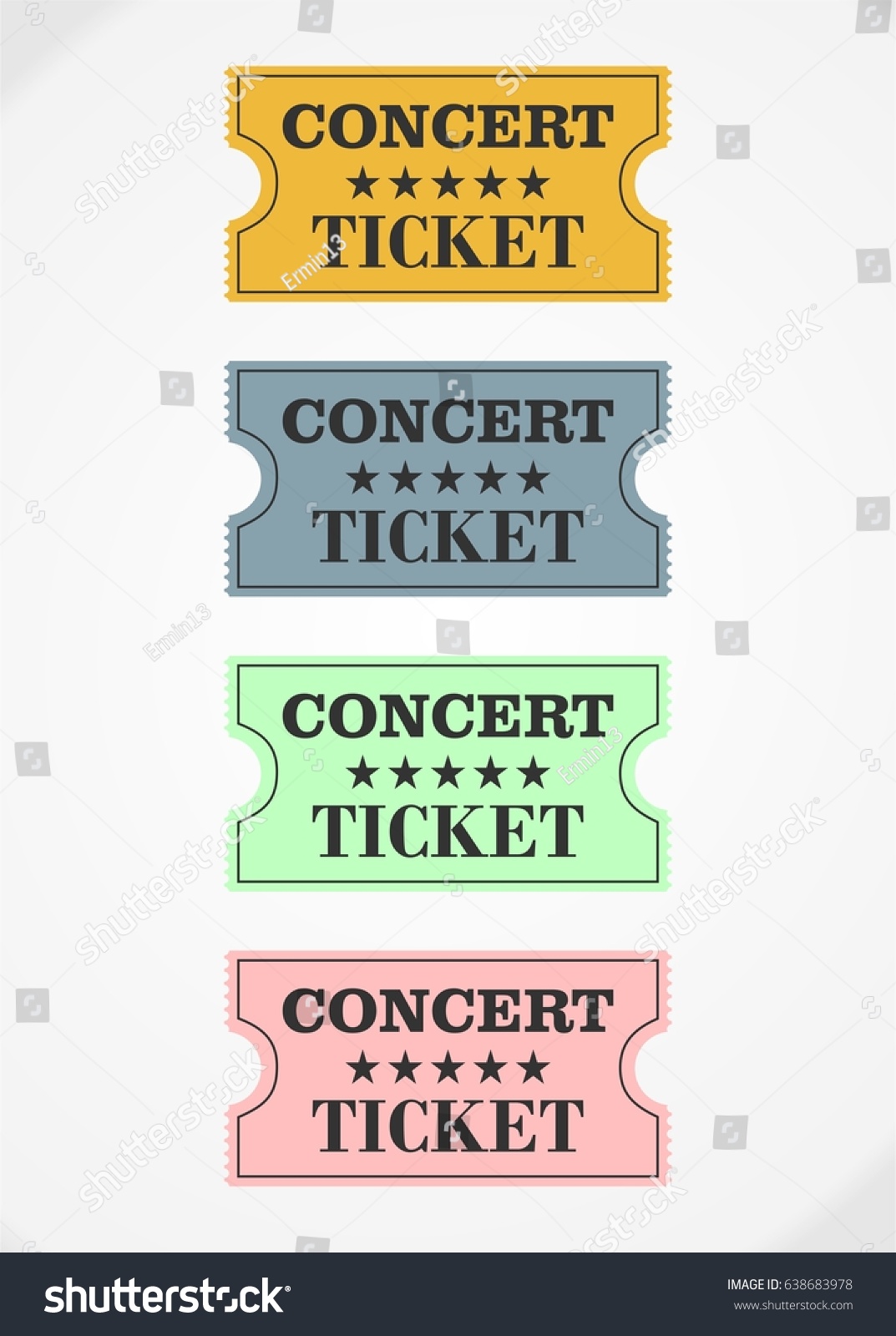 Concert Tickets Icon Set Cartoon Illustration Stock Vector (royalty 