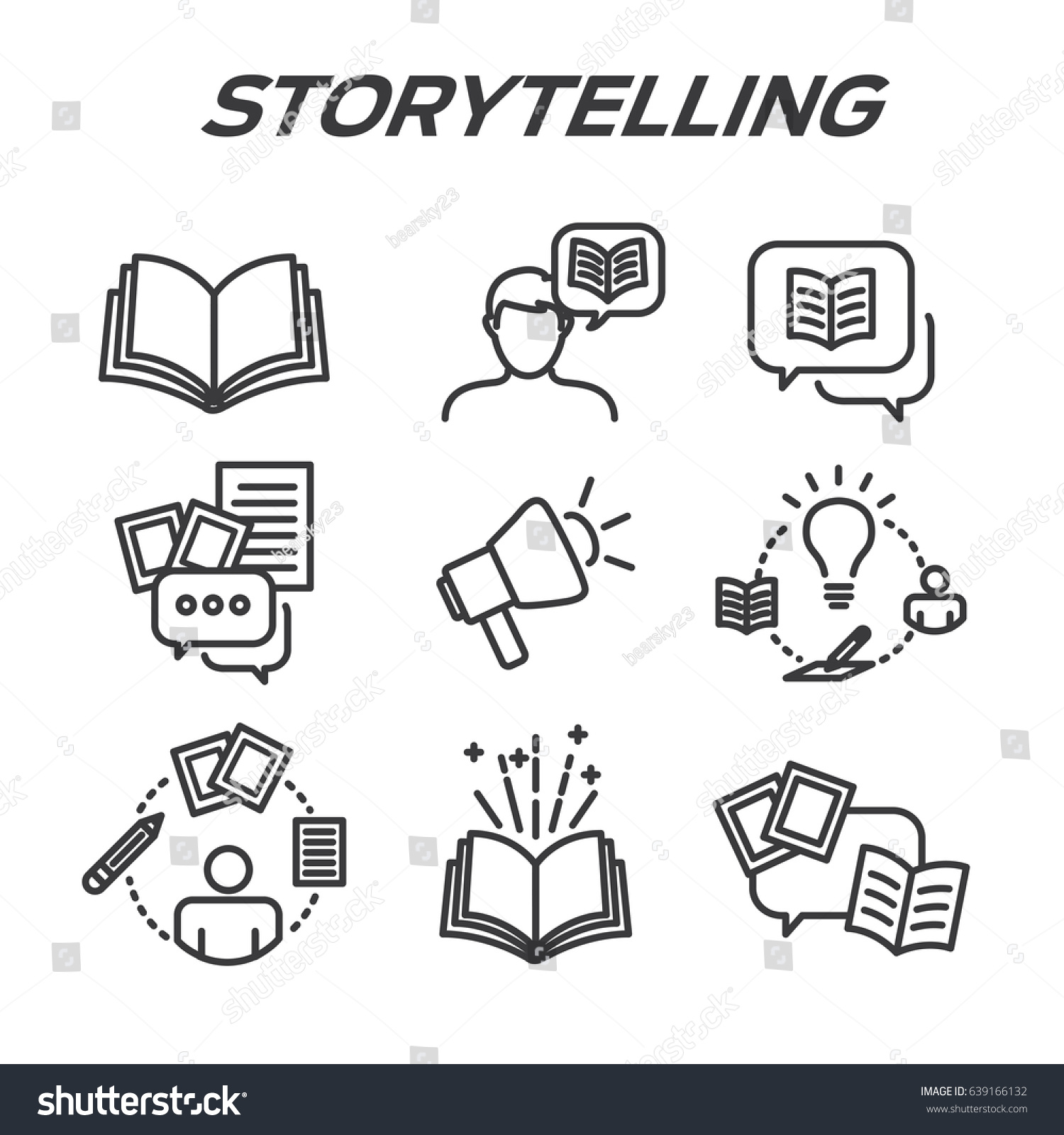 Storytelling Icon Set Speech Bubbles Stock Vector (Royalty Free ...