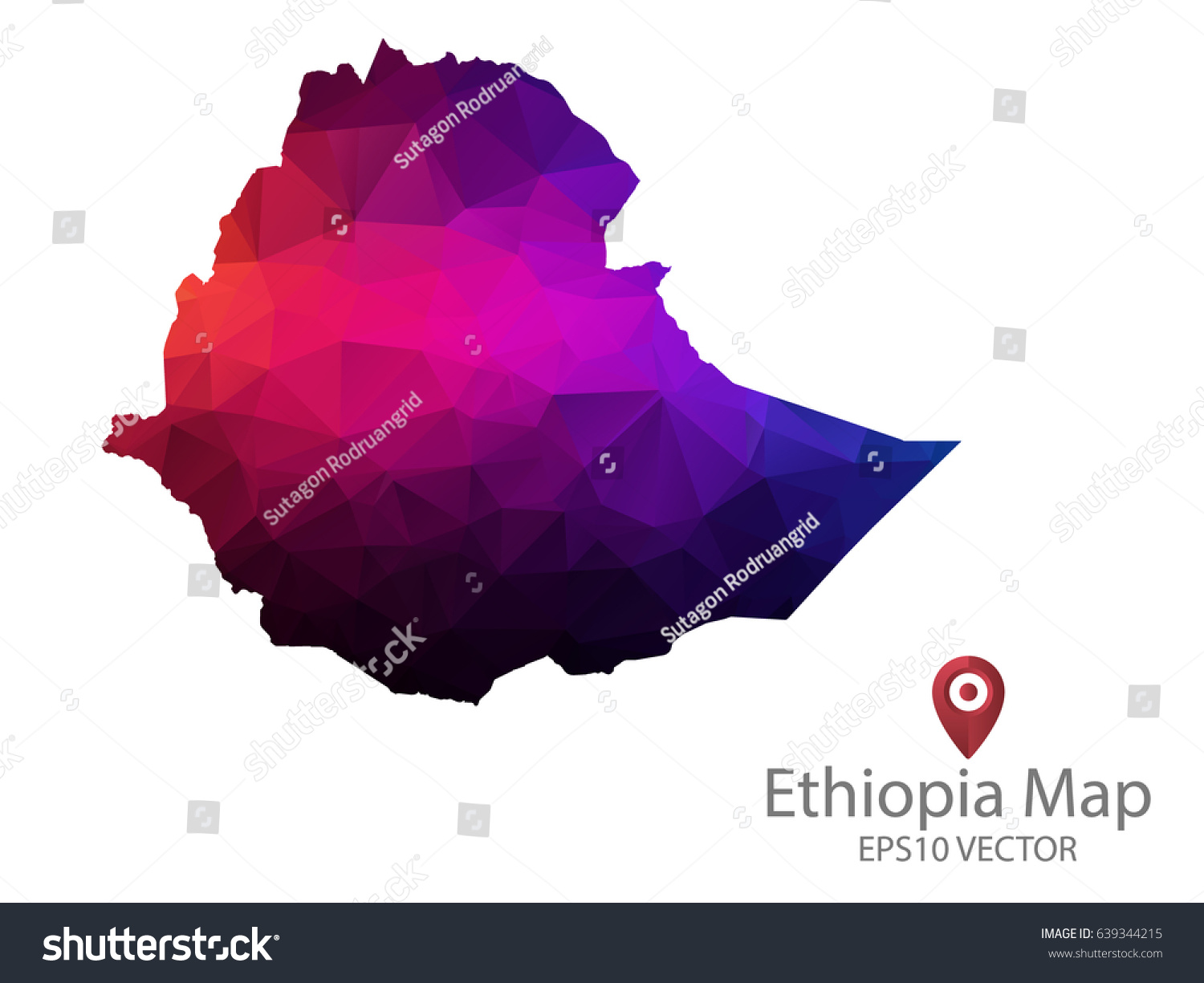 Ethiopia Map Polygon Colorful Vector Eps10 Stock Vector (Royalty Free ...