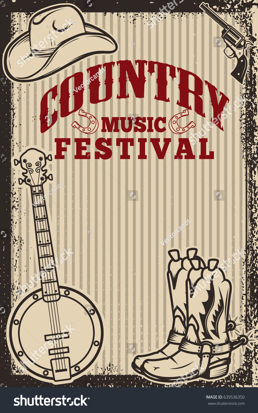 Country Music Festival Poster Template Cowboy Stock Vector (Royalty ...