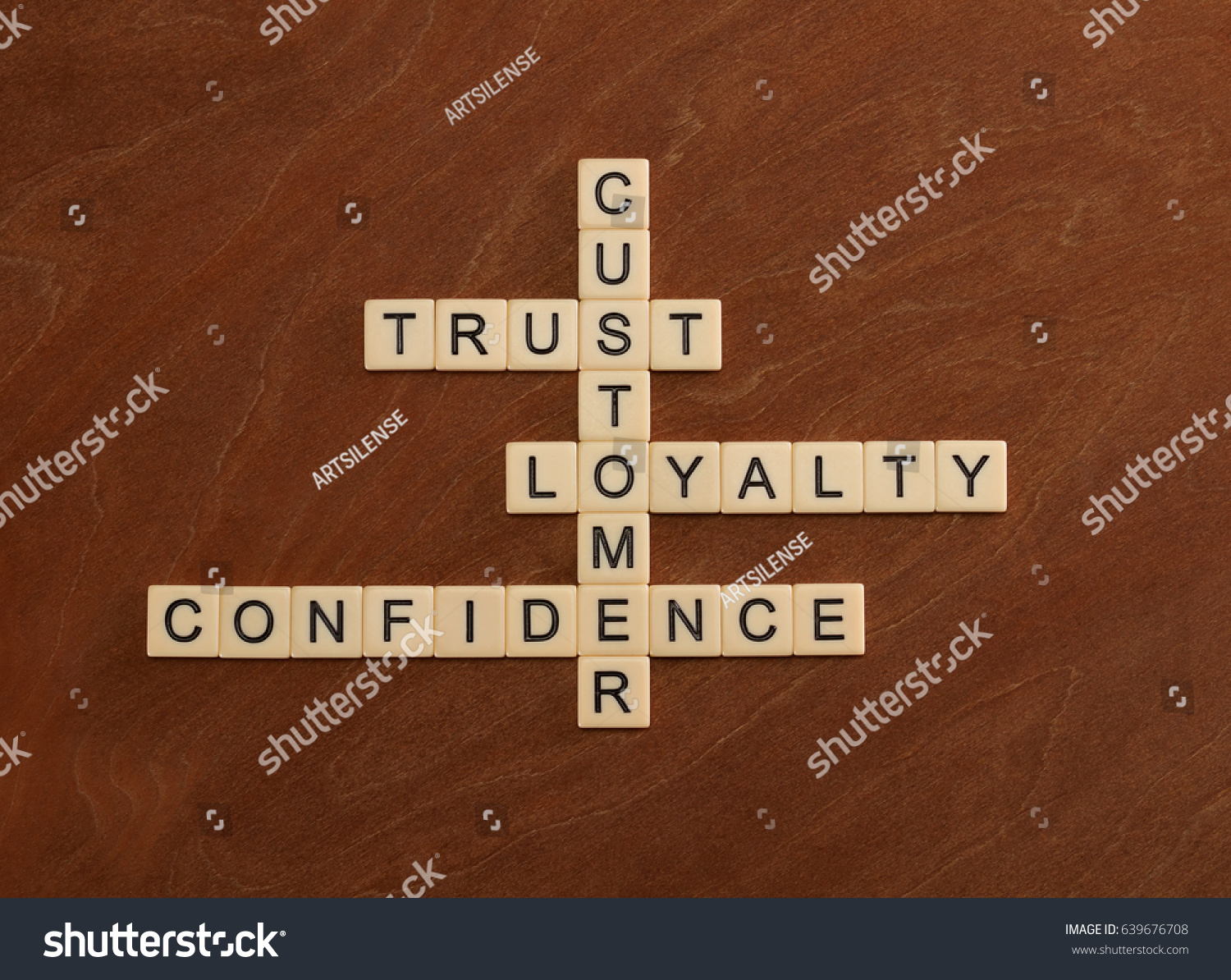 Crossword Puzzle Words Trust Loyalty Confidence Stock Photo 639676708