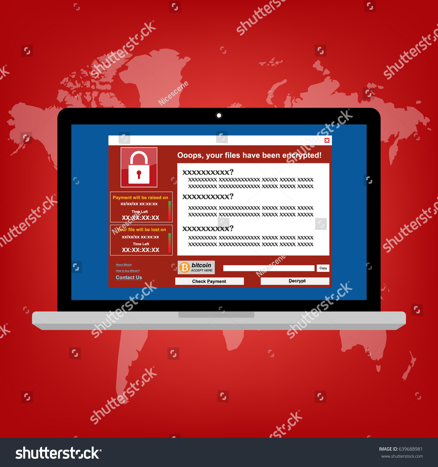 Malware Ransomware Wannacry Virus Encrypted Files Stock Vector (Royalty ...