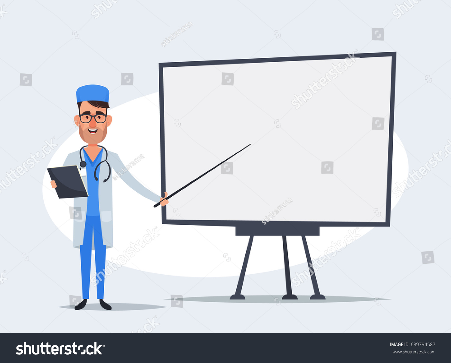 Funny Cartoon Doctor Giving Presentation Vector Stock Vector (Royalty ...