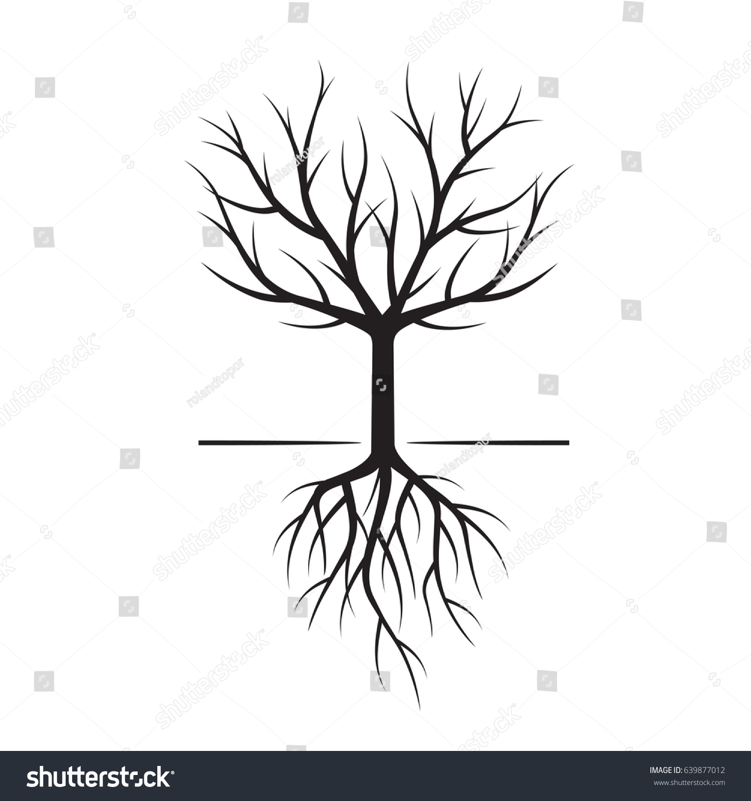 Black Naked Trees Roots Vector Illustration Stock Vector Royalty Free Shutterstock