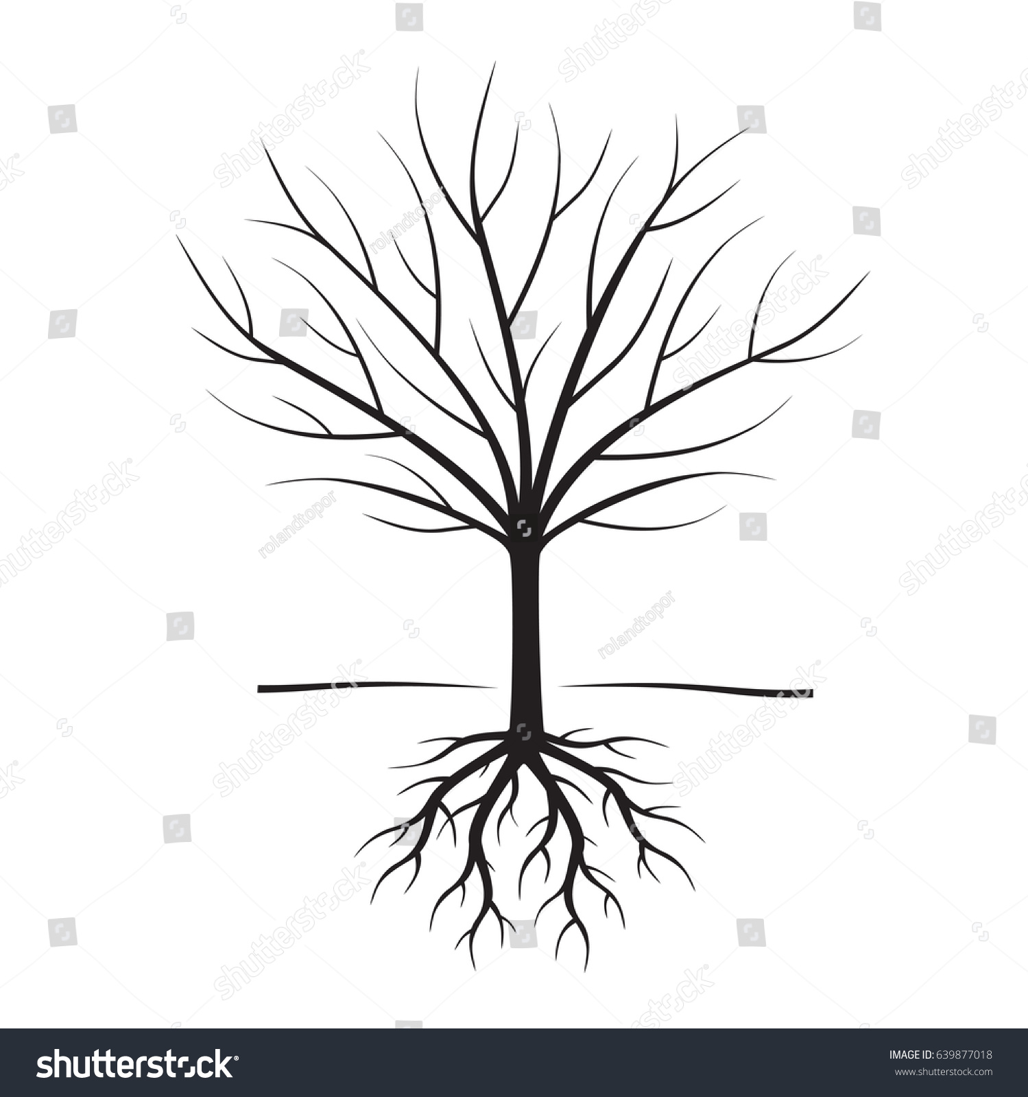 Black Naked Tree Roots Vector Illustration Stock Vector Royalty Free Shutterstock