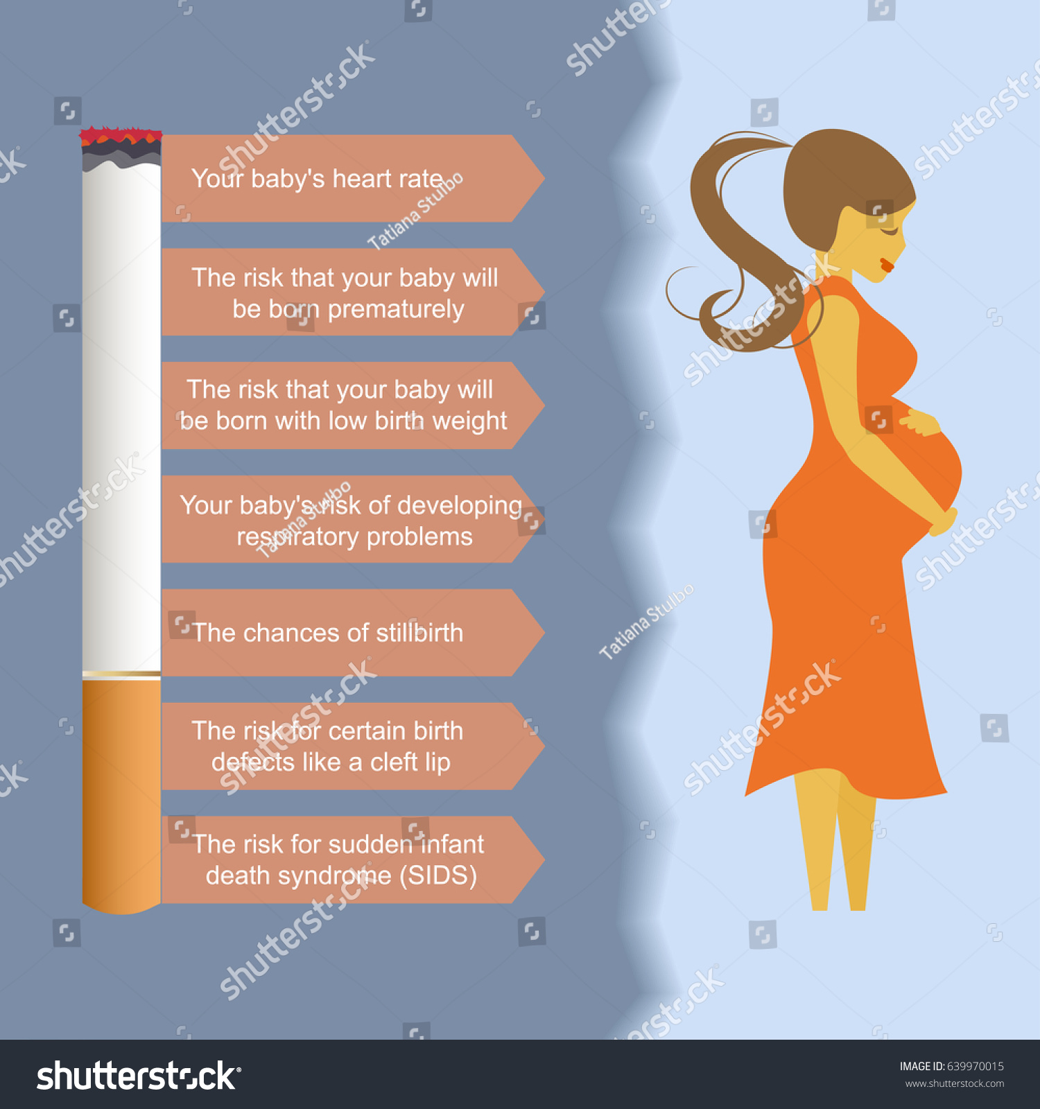 Infographic About Dangers Smoking Pregnant Women Stock Vector Royalty Free 639970015