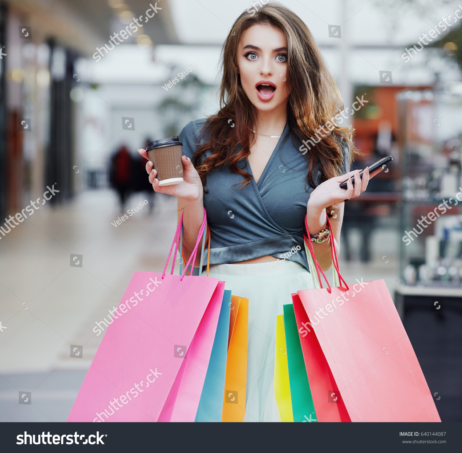 Shocked Lovely Girl Long Brown Hair Stock Photo 640144087 | Shutterstock