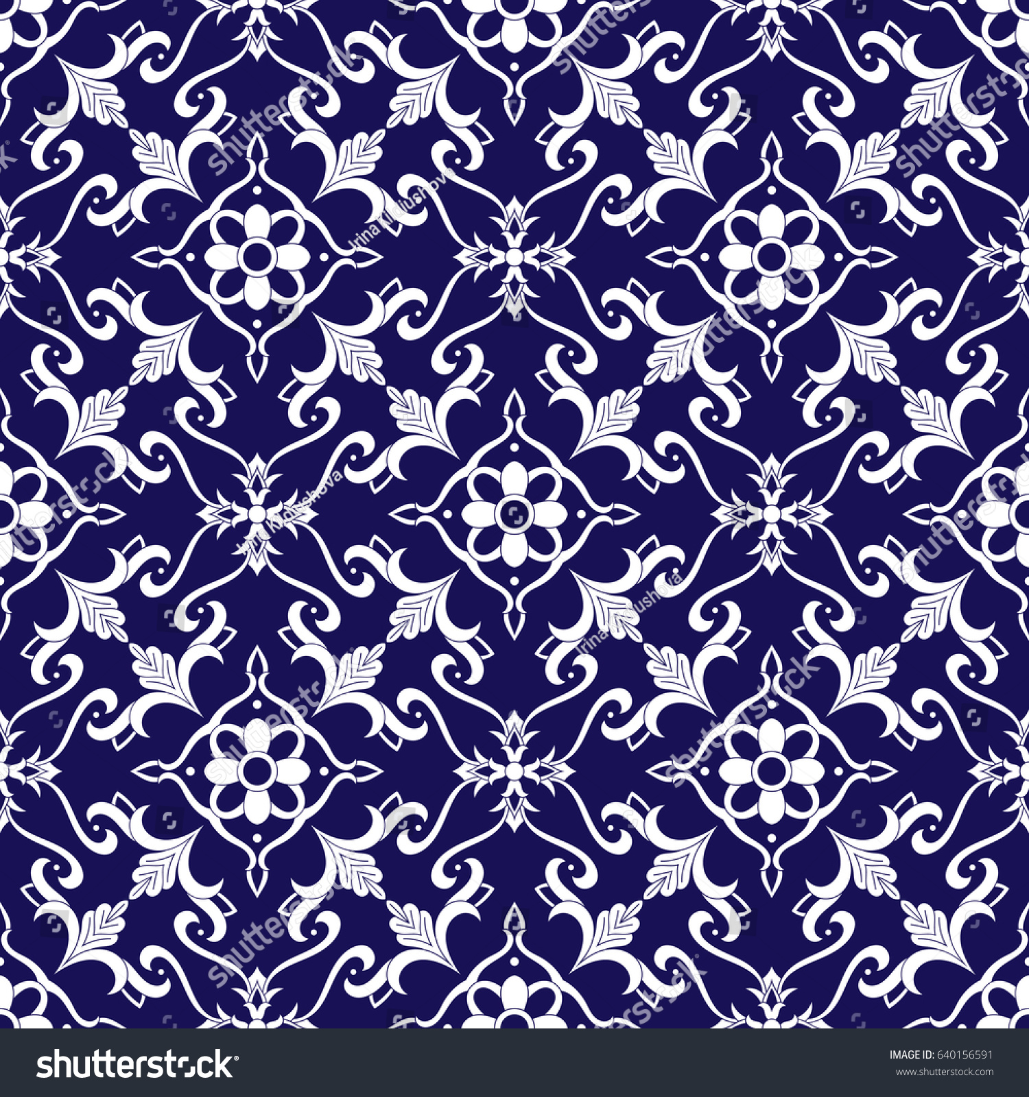 Spanish Tile Pattern Vector Blue White Stock Vector (Royalty Free ...