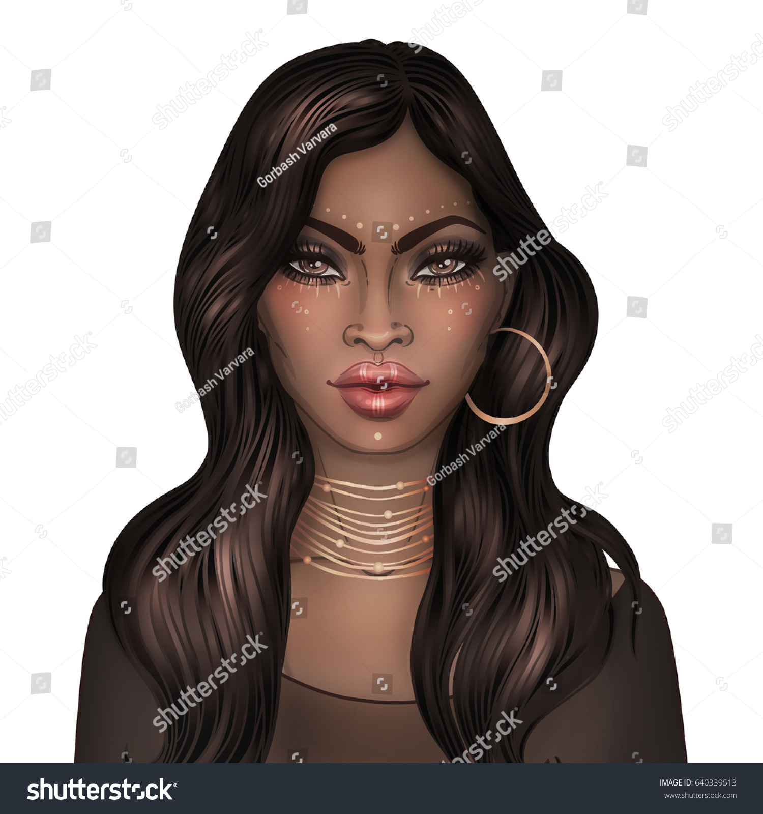 African American Pretty Girl Raster Illustration Stock Illustration 640339513 Shutterstock 6263