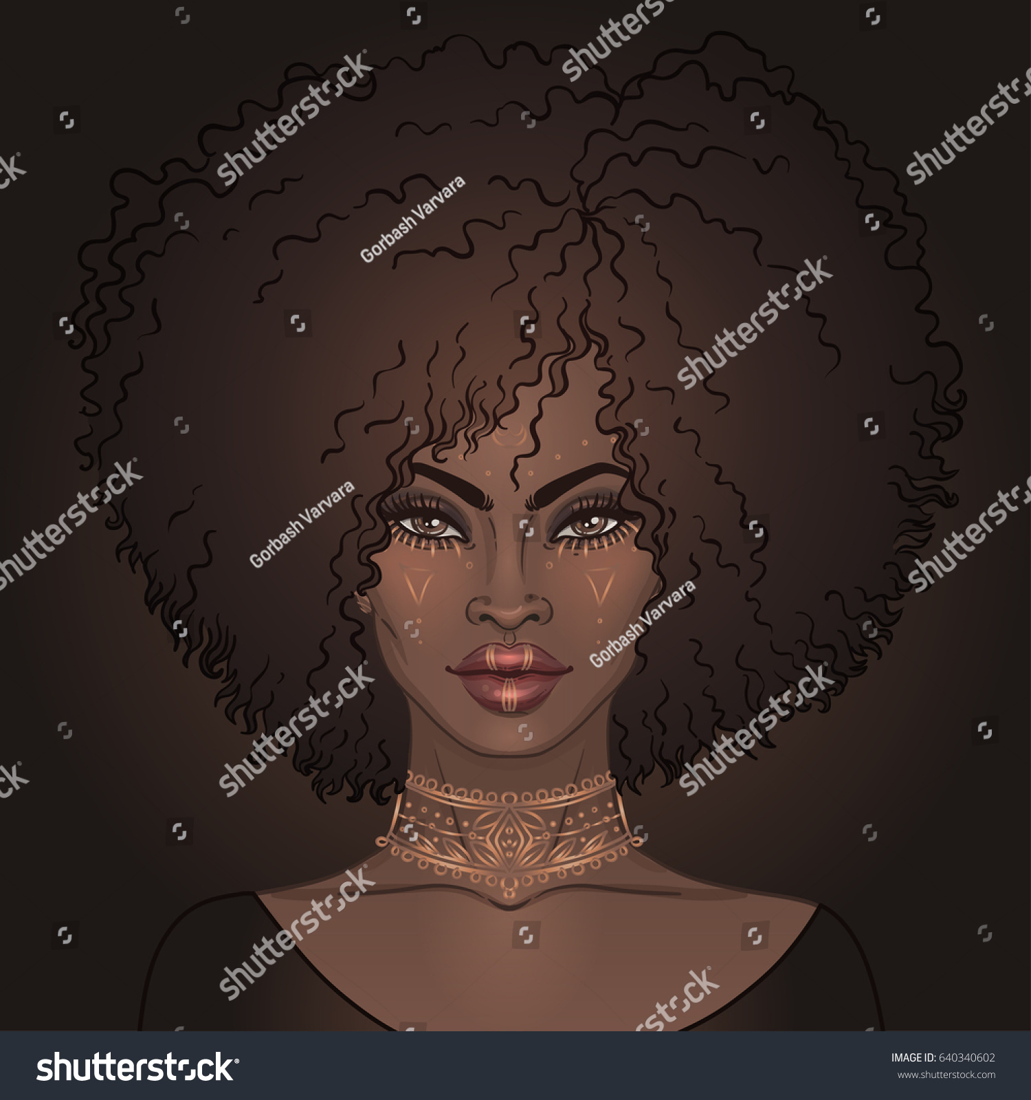 African American Pretty Girl Vector Illustration стоковая векторная графика без лицензионных 0249