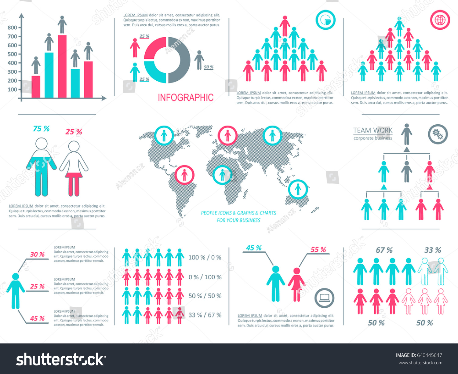 Vector Infographic People Icons Three Colors Stock Vector (Royalty Free ...