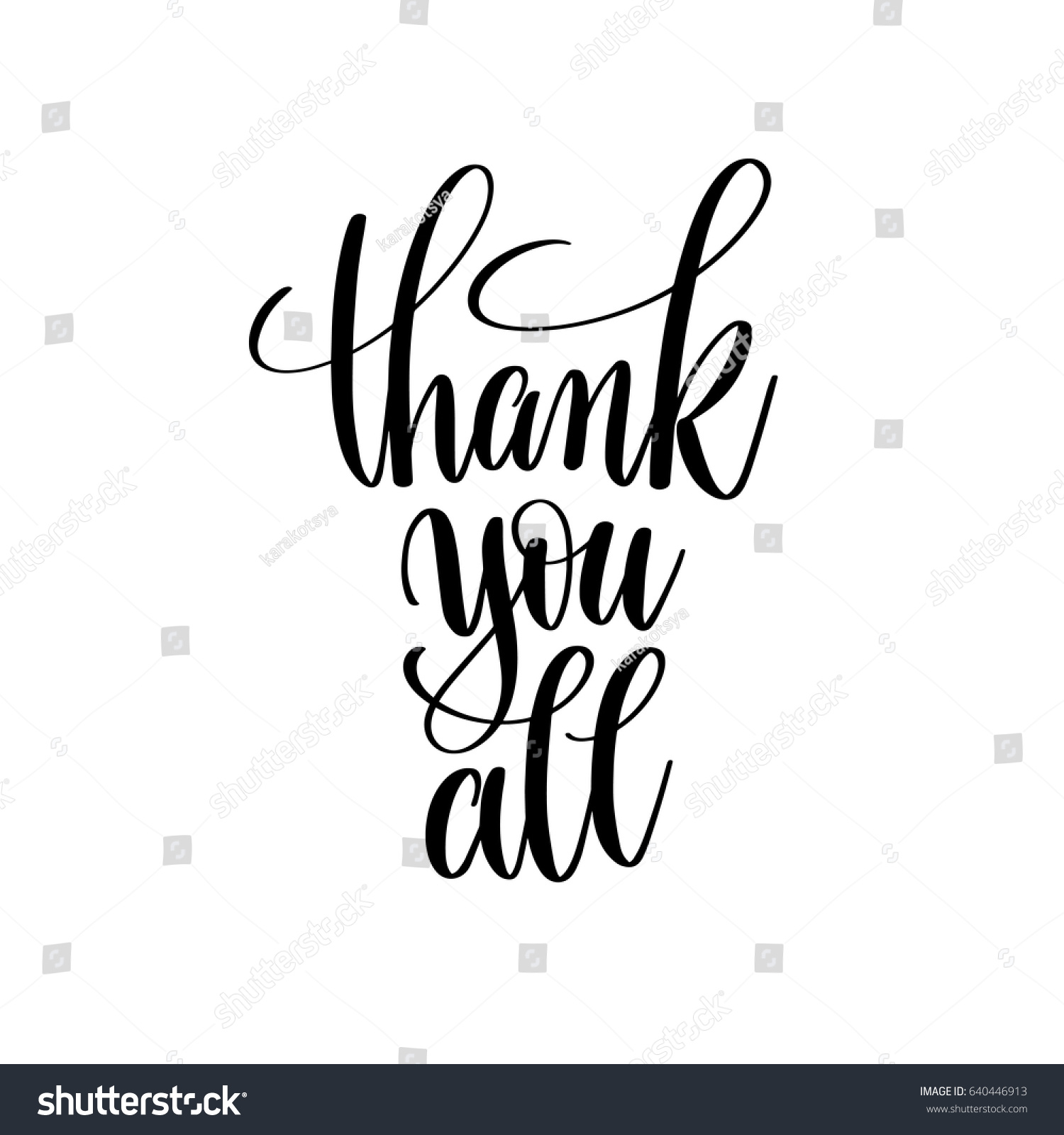 Thank You All Black White Hand Stock Vector (Royalty Free) 640446913 ...