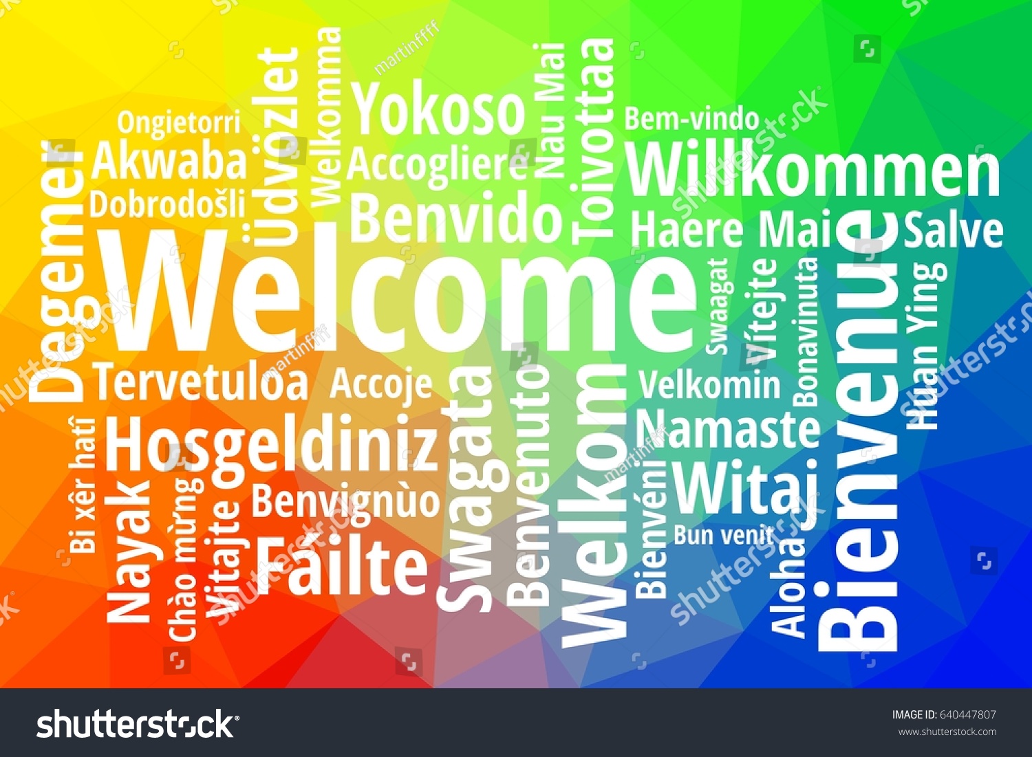 Welcoming words. Welcome in different languages.