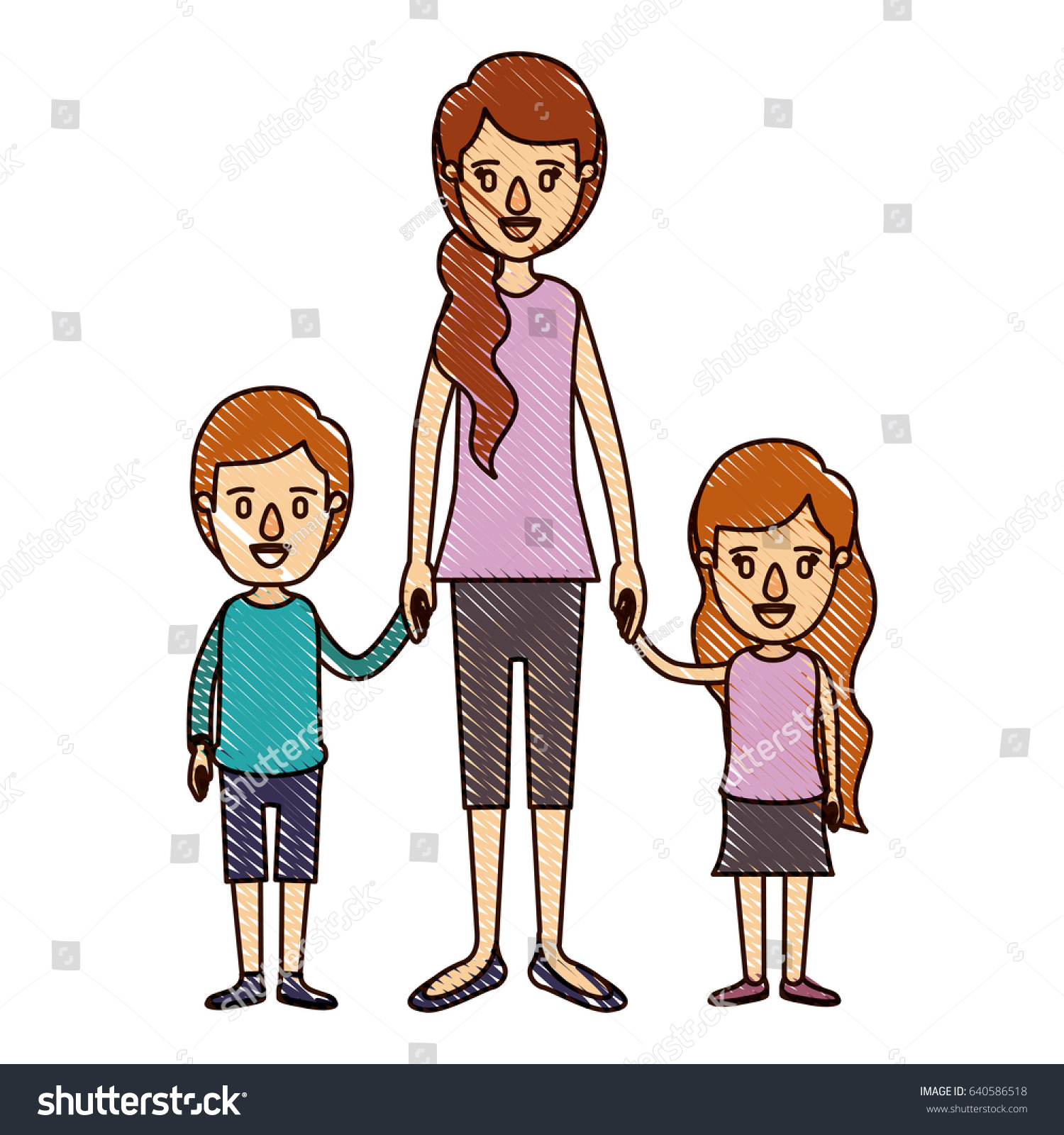 Color Crayon Stripe Cartoon Full Body Stock Vector Royalty Free 640586518 Shutterstock