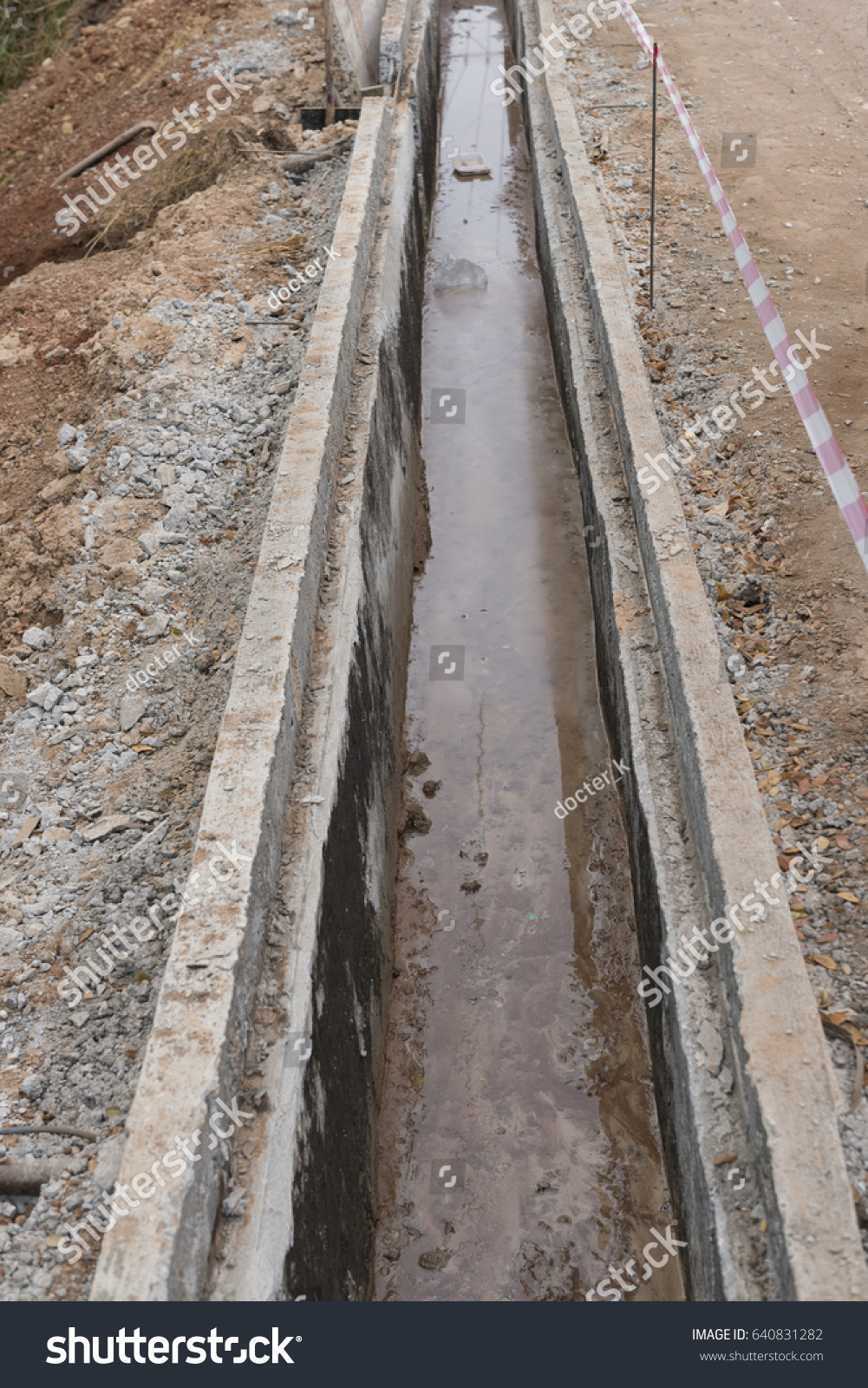 Concrete Drainage Channel On Construction Site Stock Photo 640831282 ...