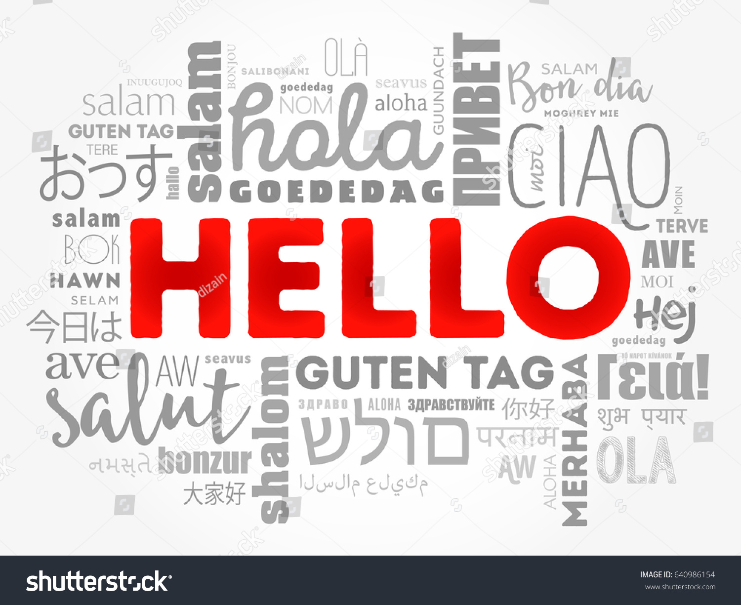 Hello Word Cloud Different Languages World Stock Vector (Royalty Free ...