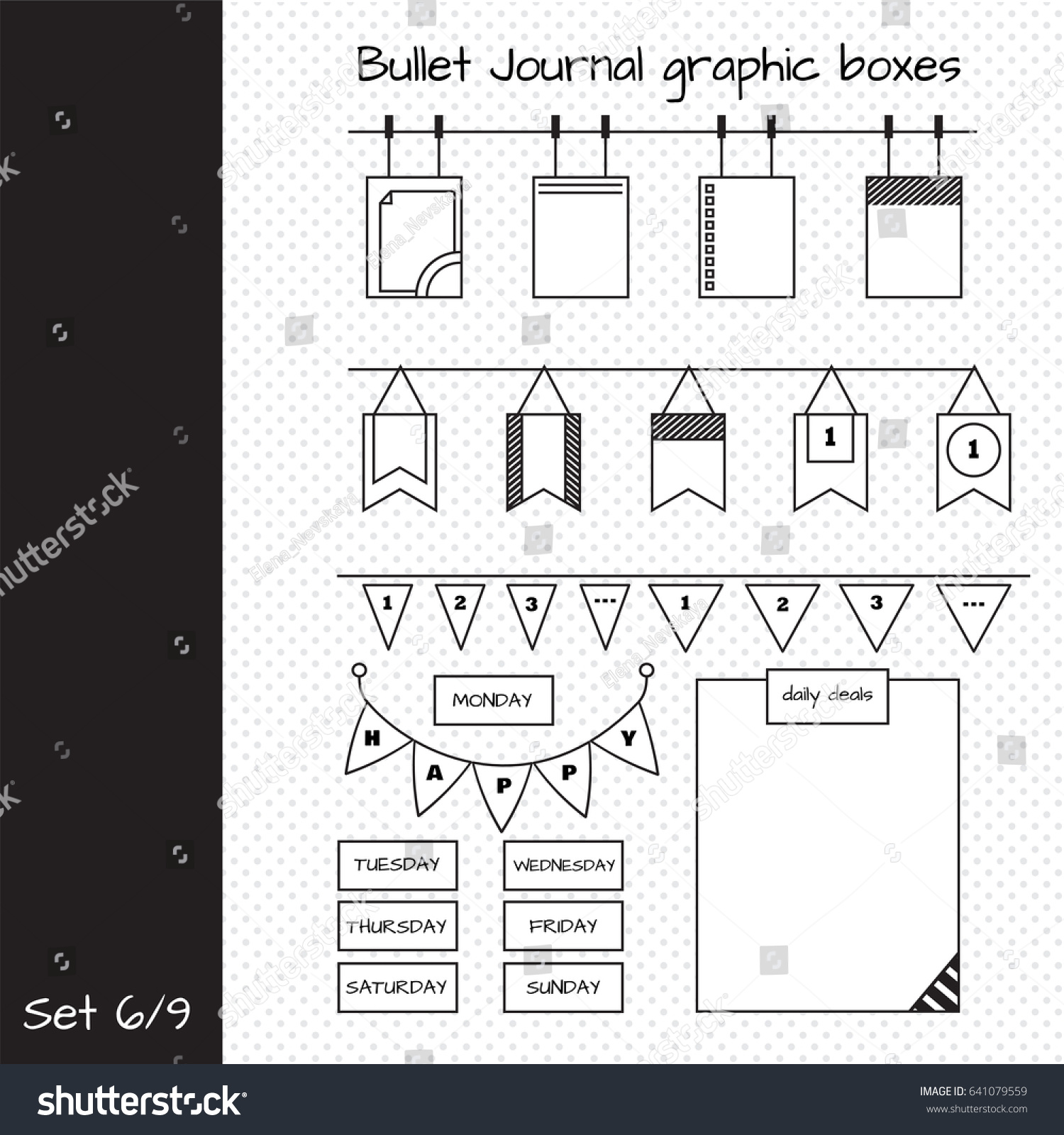 Vector Set Elements Design Bullet Journal Stock Vector (Royalty Free ...