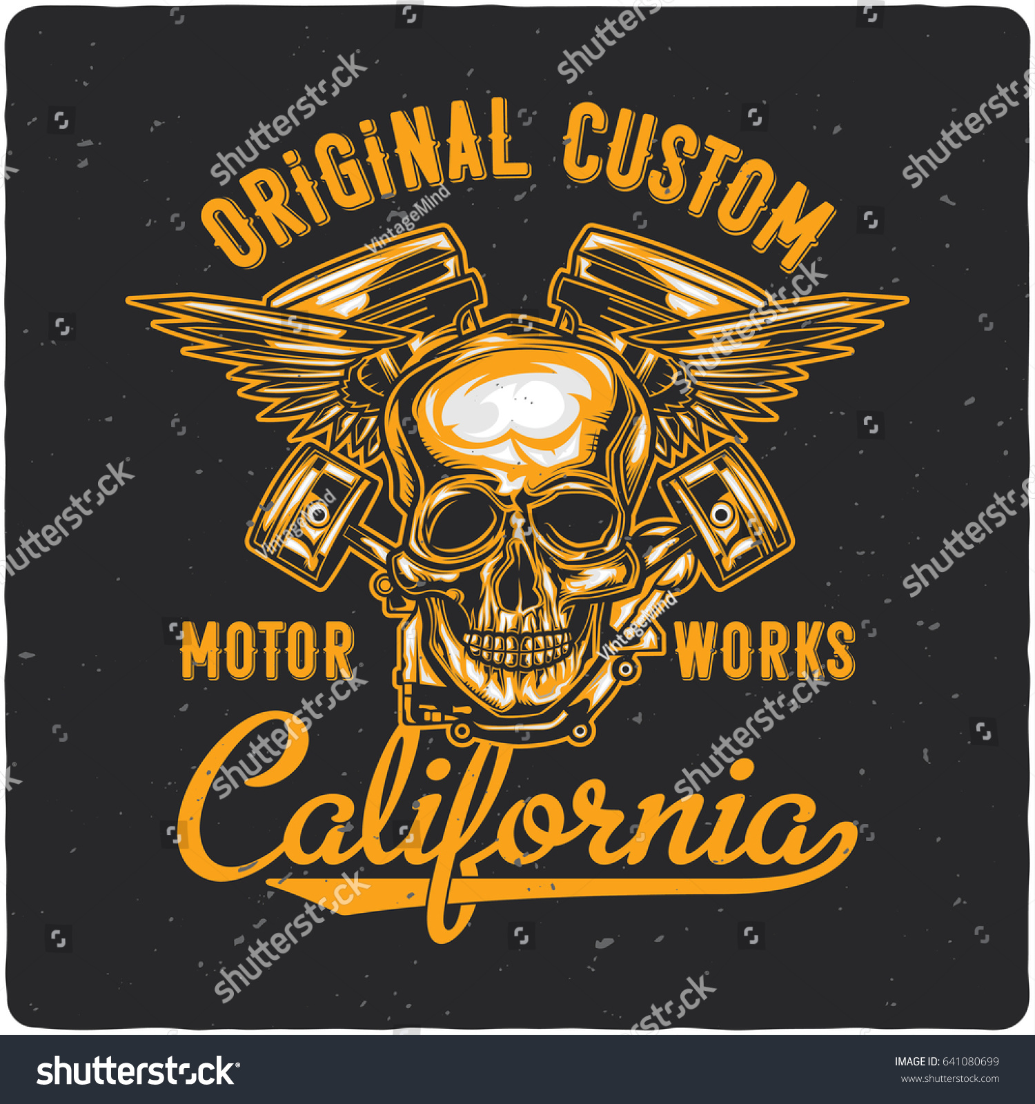 Tshirt Poster Design Illustration Motorcycle Engine Stock Vector ...