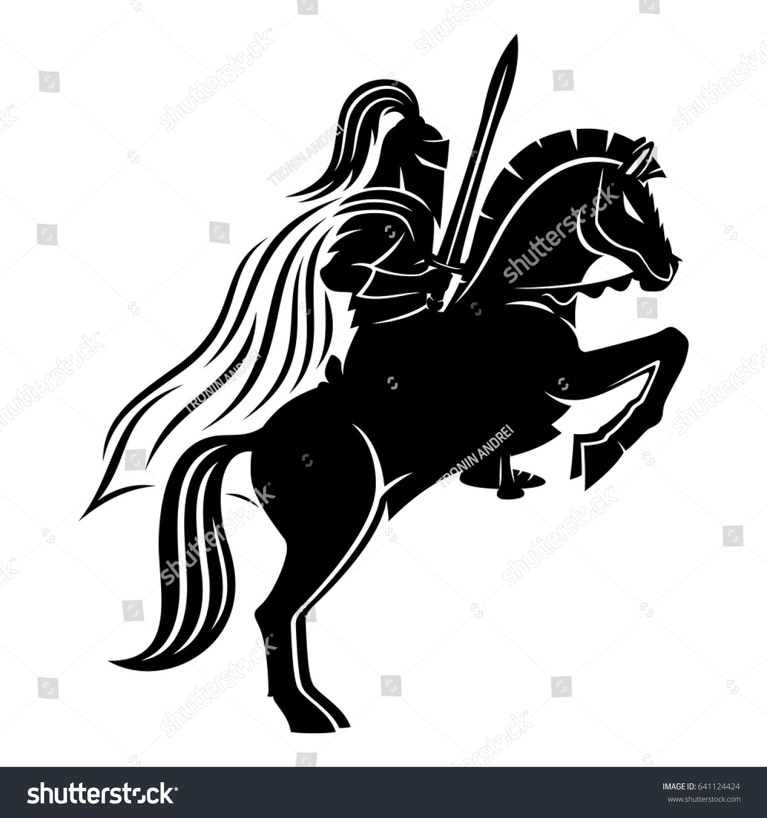 Рыцарь на коне силуэт