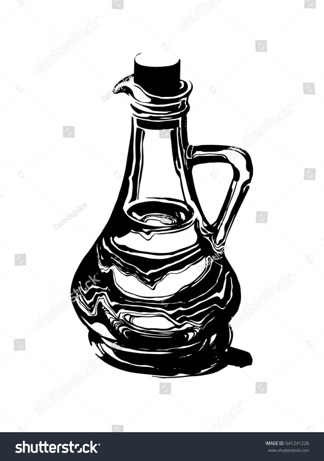 Glass Bottle Oil Hand Drawn Ink Stock Vector Royalty Free 641241226 Shutterstock 6580