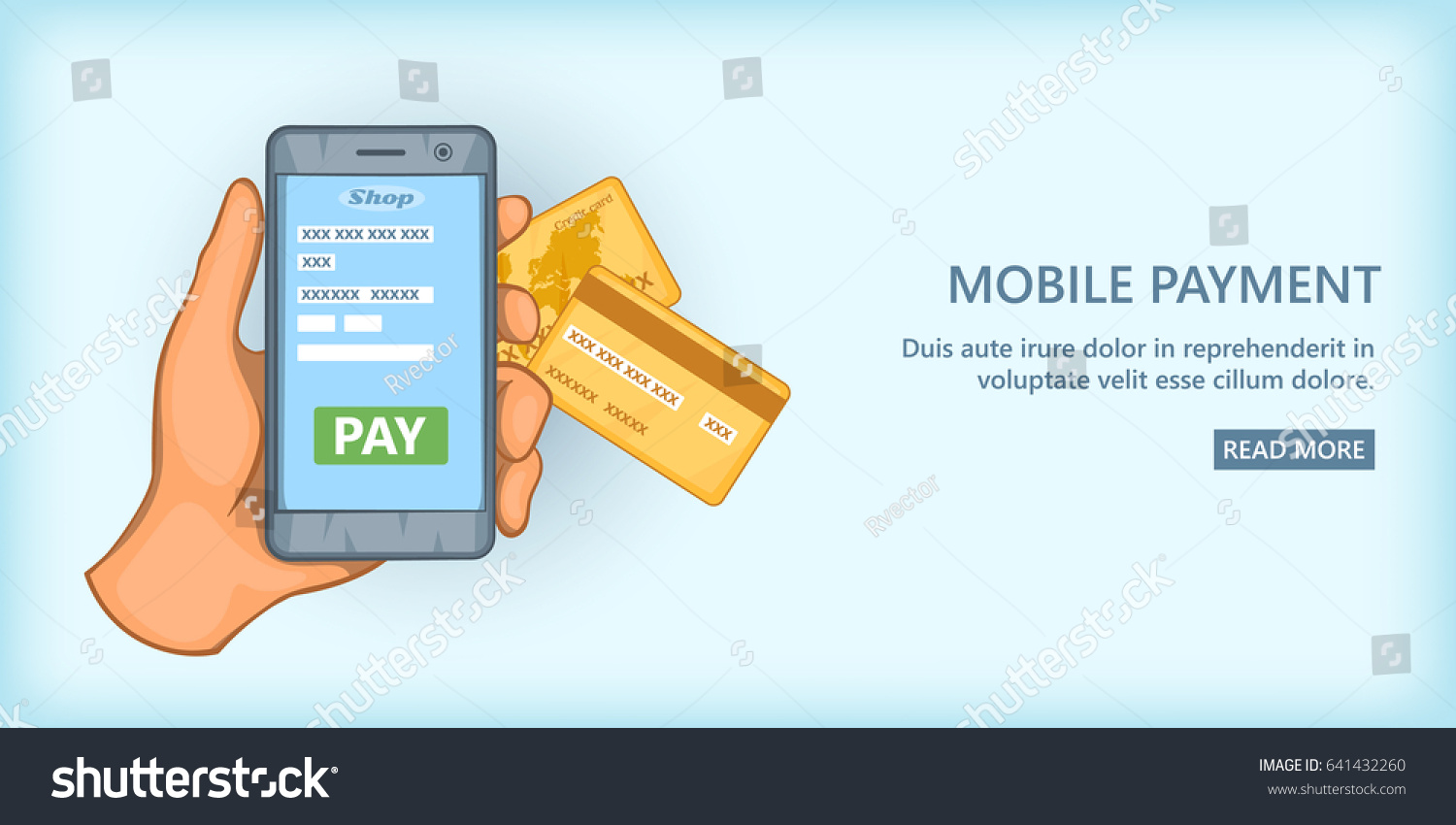 Mobile Payment Horizontal Concept Cartoon Illustration Stock Vector ...