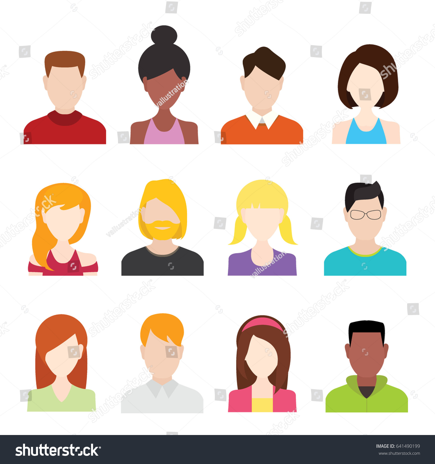 Flat People Icons Male Female Face Stock Vector (Royalty Free ...