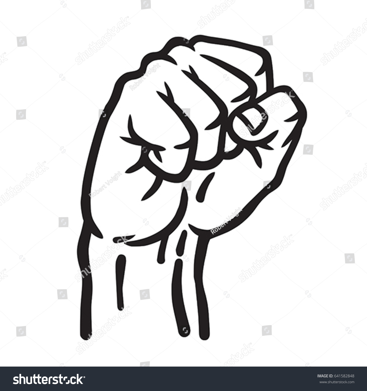 Raised Fist Strong Man Hand Drawn Stock Vector (Royalty Free) 641582848 ...