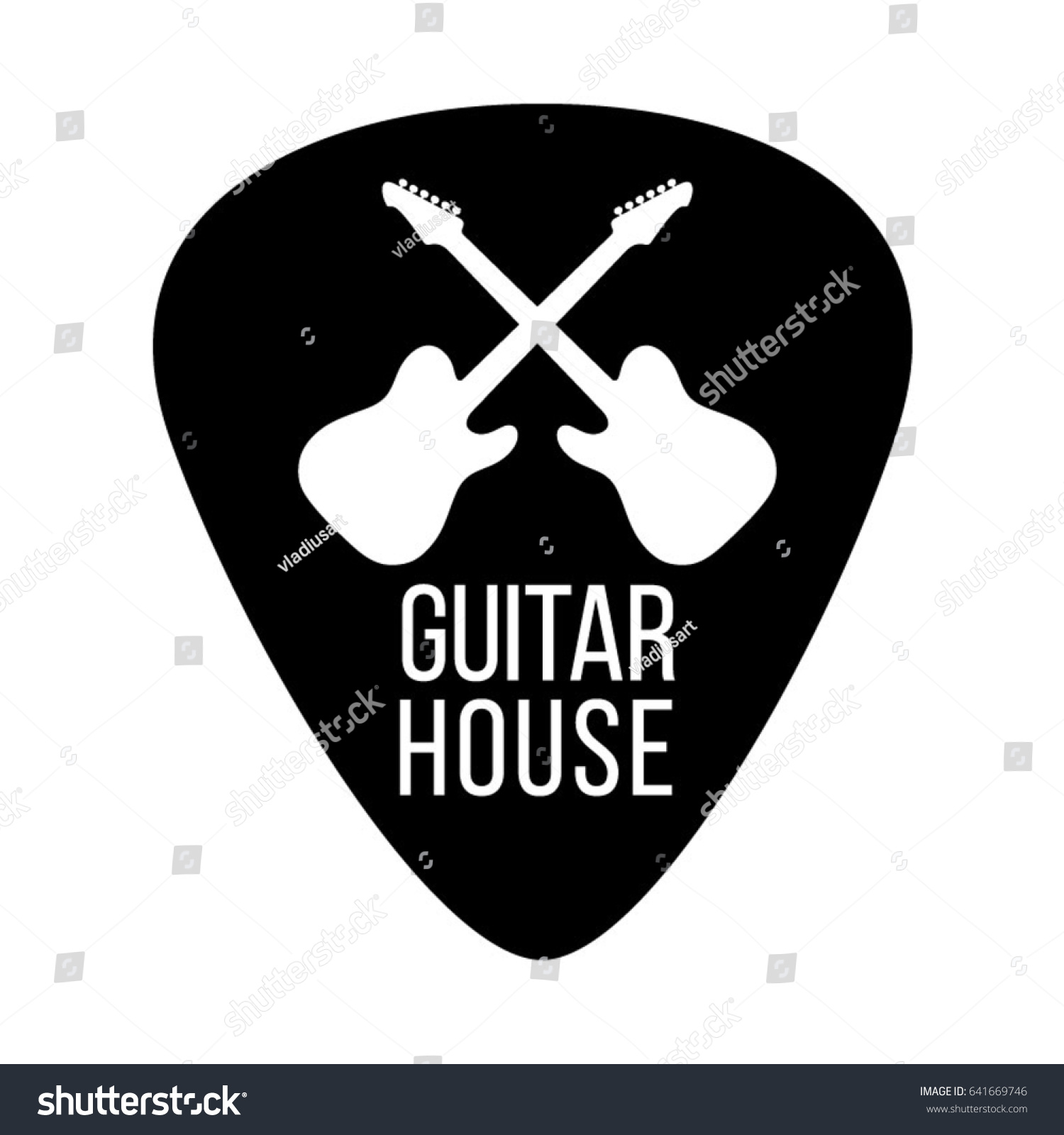 Guitar House Logo Crossing Guitars Isolated Stock Vector (Royalty Free ...