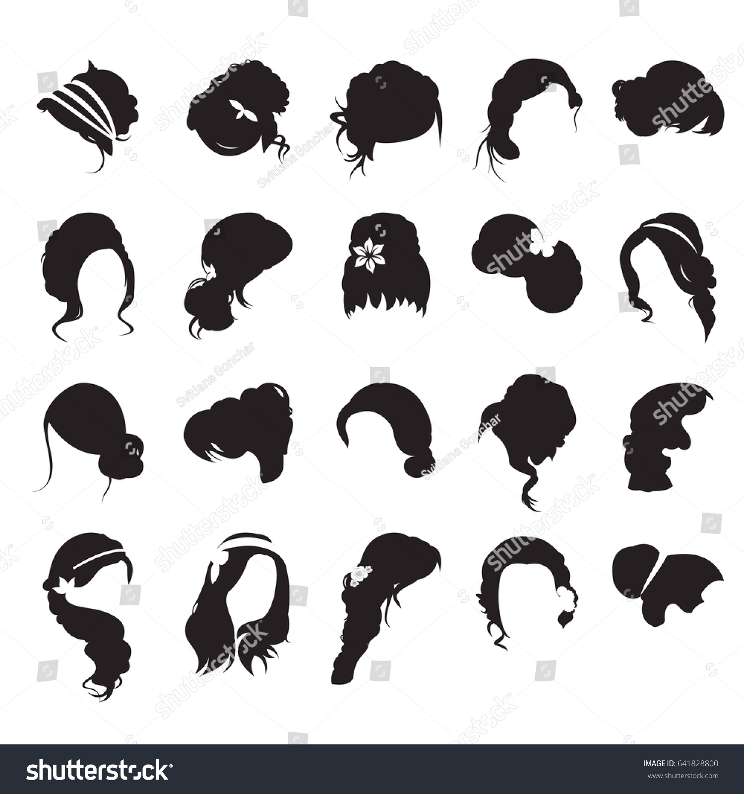 Collection Beautiful Female Hairstyles Stock Vector Royalty Free 641828800 Shutterstock 