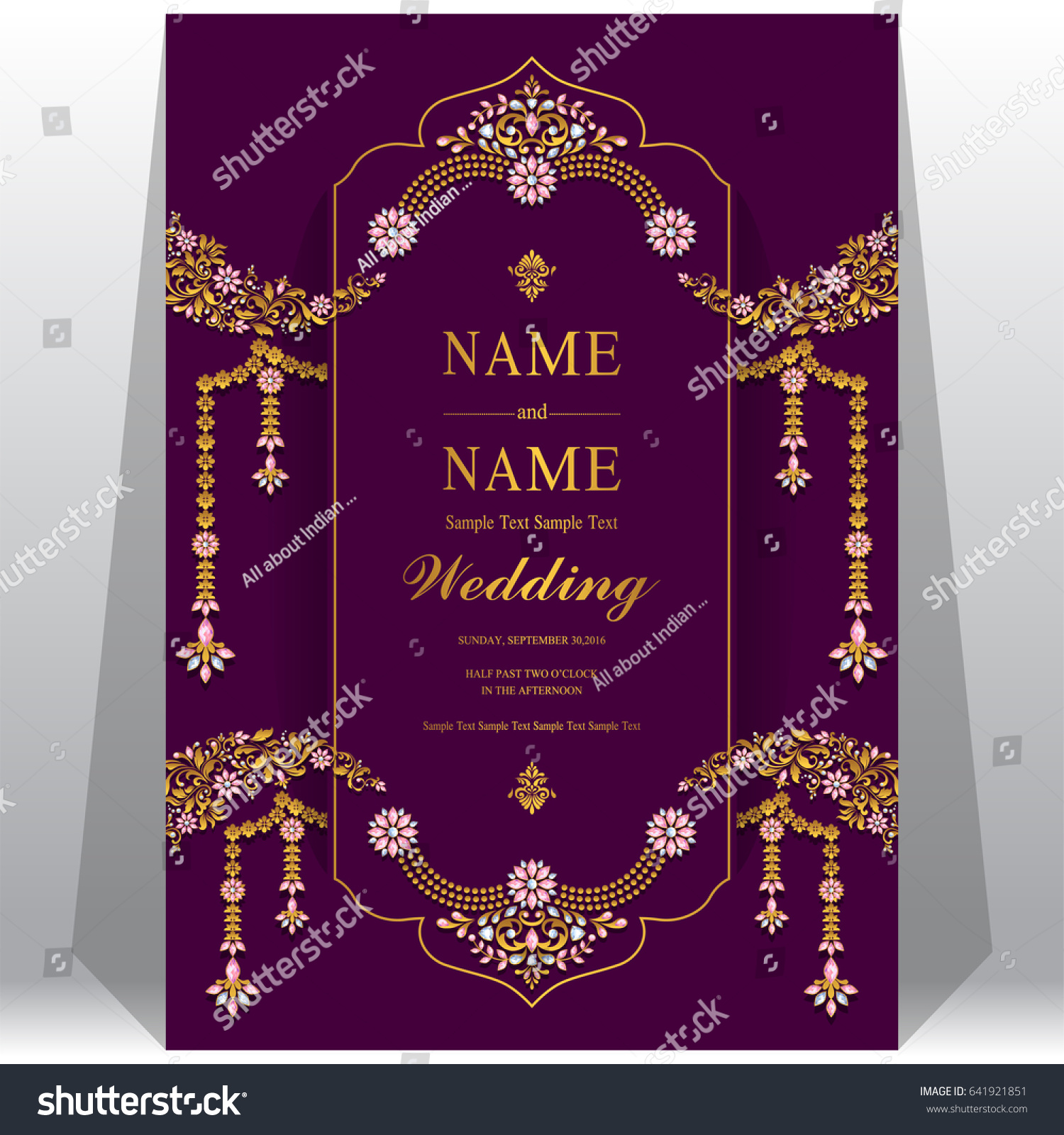 Wedding Invitation Card Templates Gold Patterned Stock Vector (Royalty ...