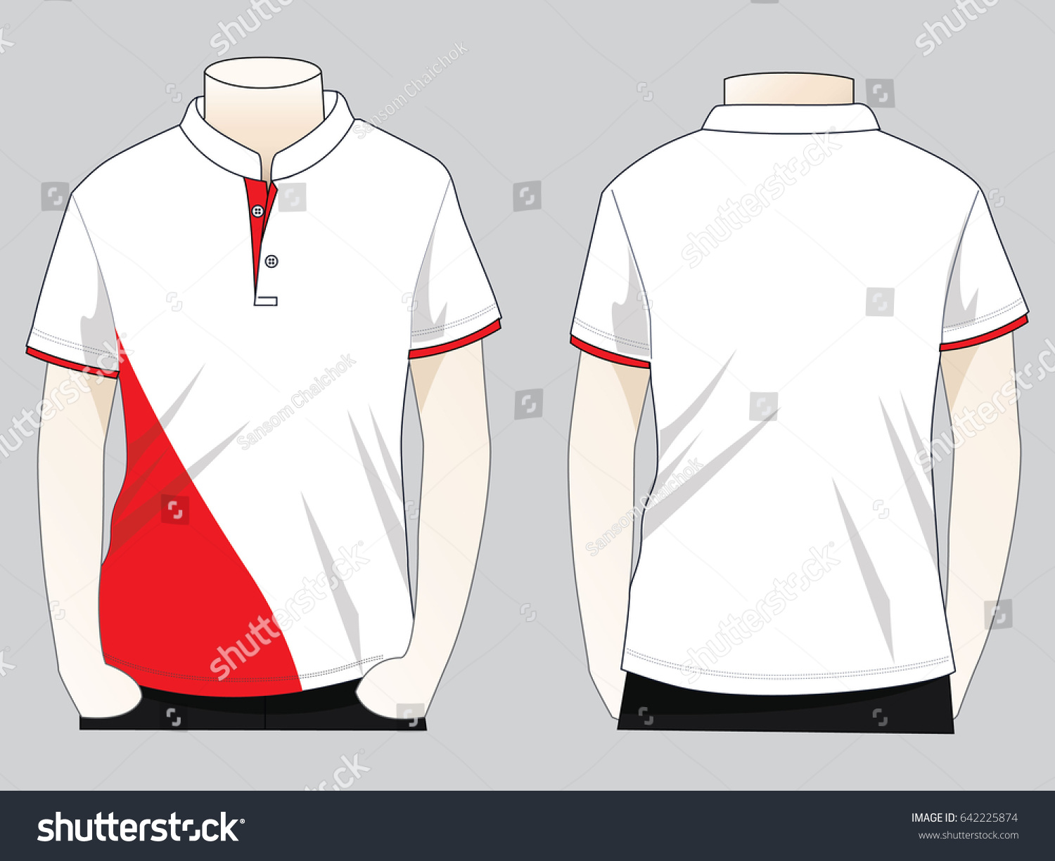 Stand Collar Polo Shirt Design Whitered Stock Vector (Royalty Free ...