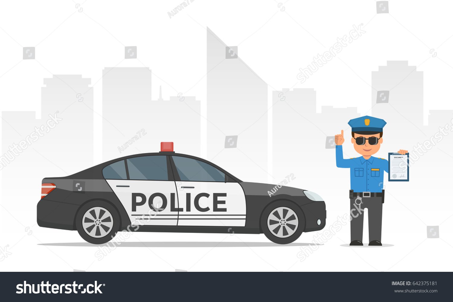 Traffic Policeman Holding Clipboard Cartoon Policeman Stock Vector ...