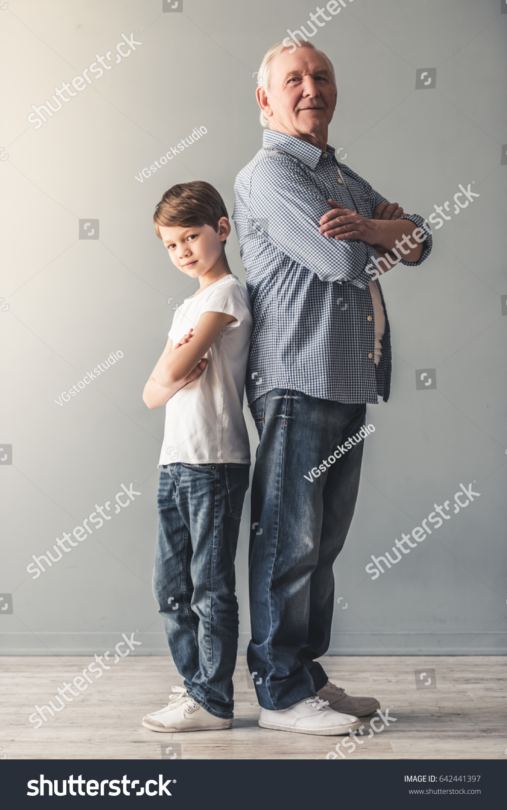 Full Length Portrait Stylish Grandpa Grandson Stock Photo 642441397 ...