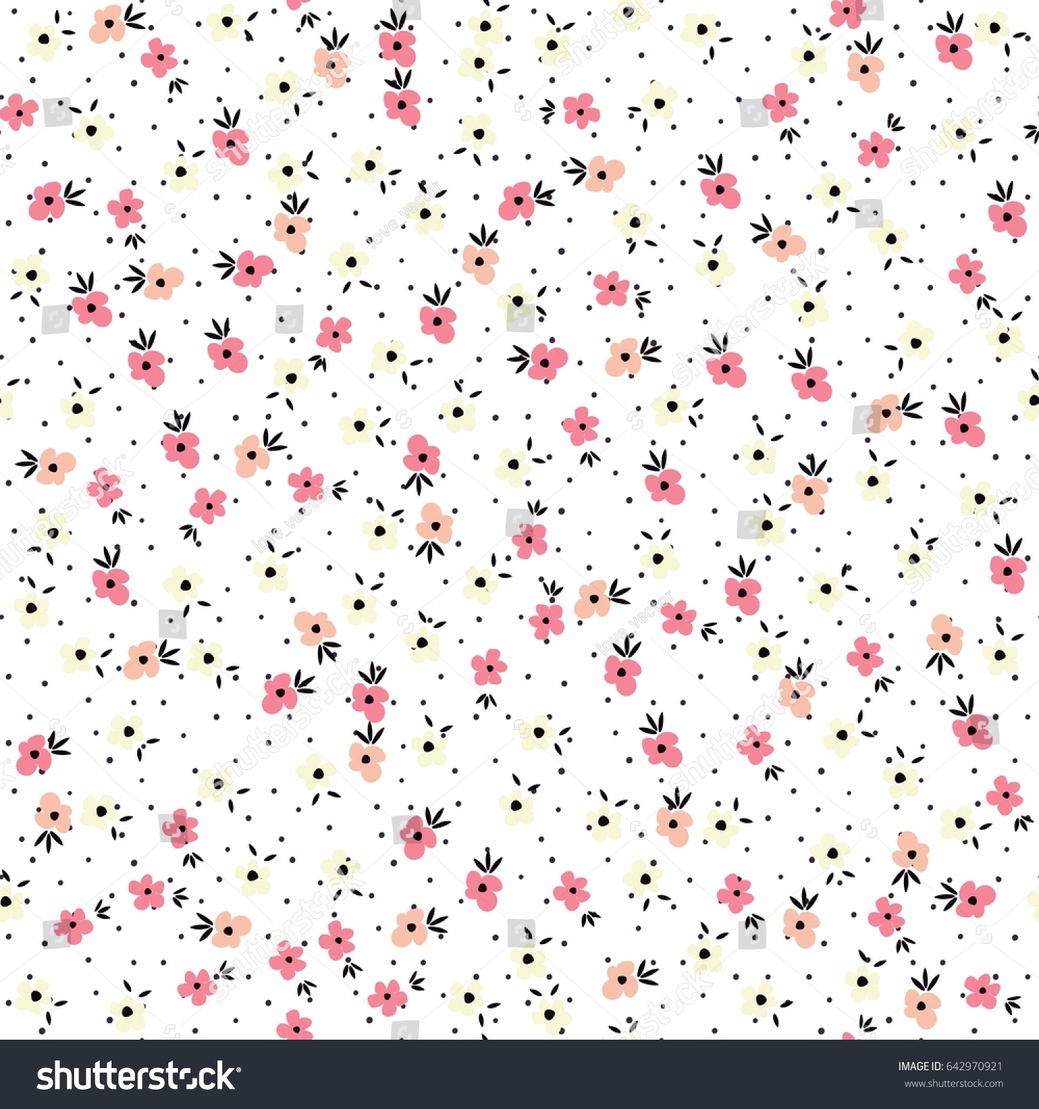 Cute Floral Pattern Small Flower Stock Vector (Royalty Free) 642970921 ...