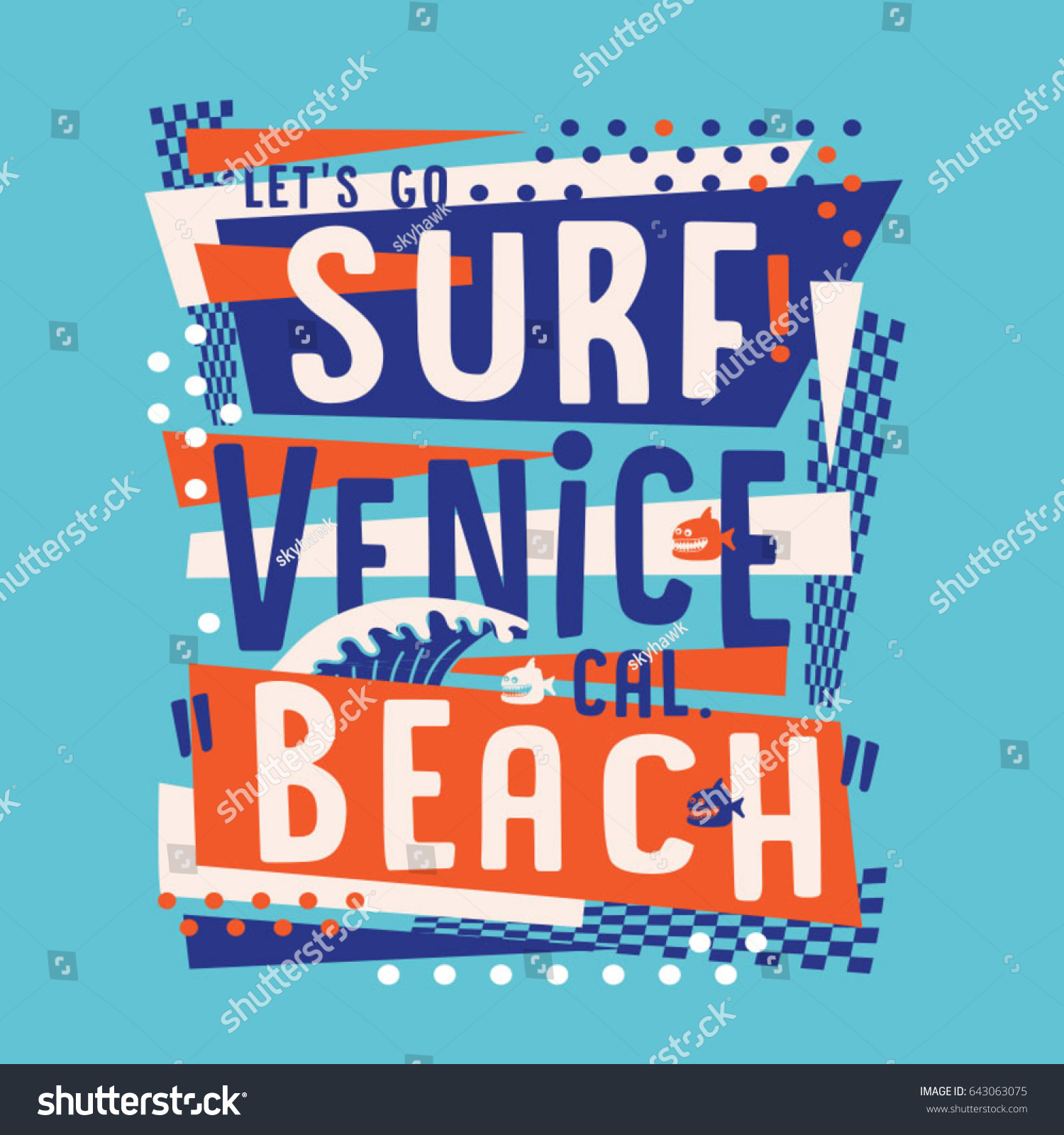 Surf Venice Beach Typography Tee Shirt Stock Vector (Royalty Free ...