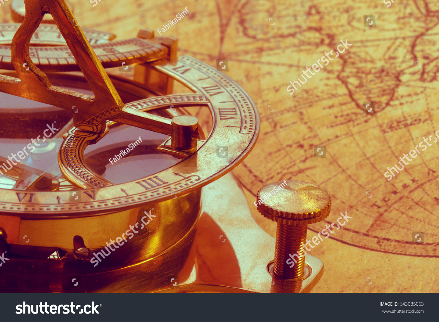 Old Compass Over Ancient Map Stock Photo 643085053 Shutterstock