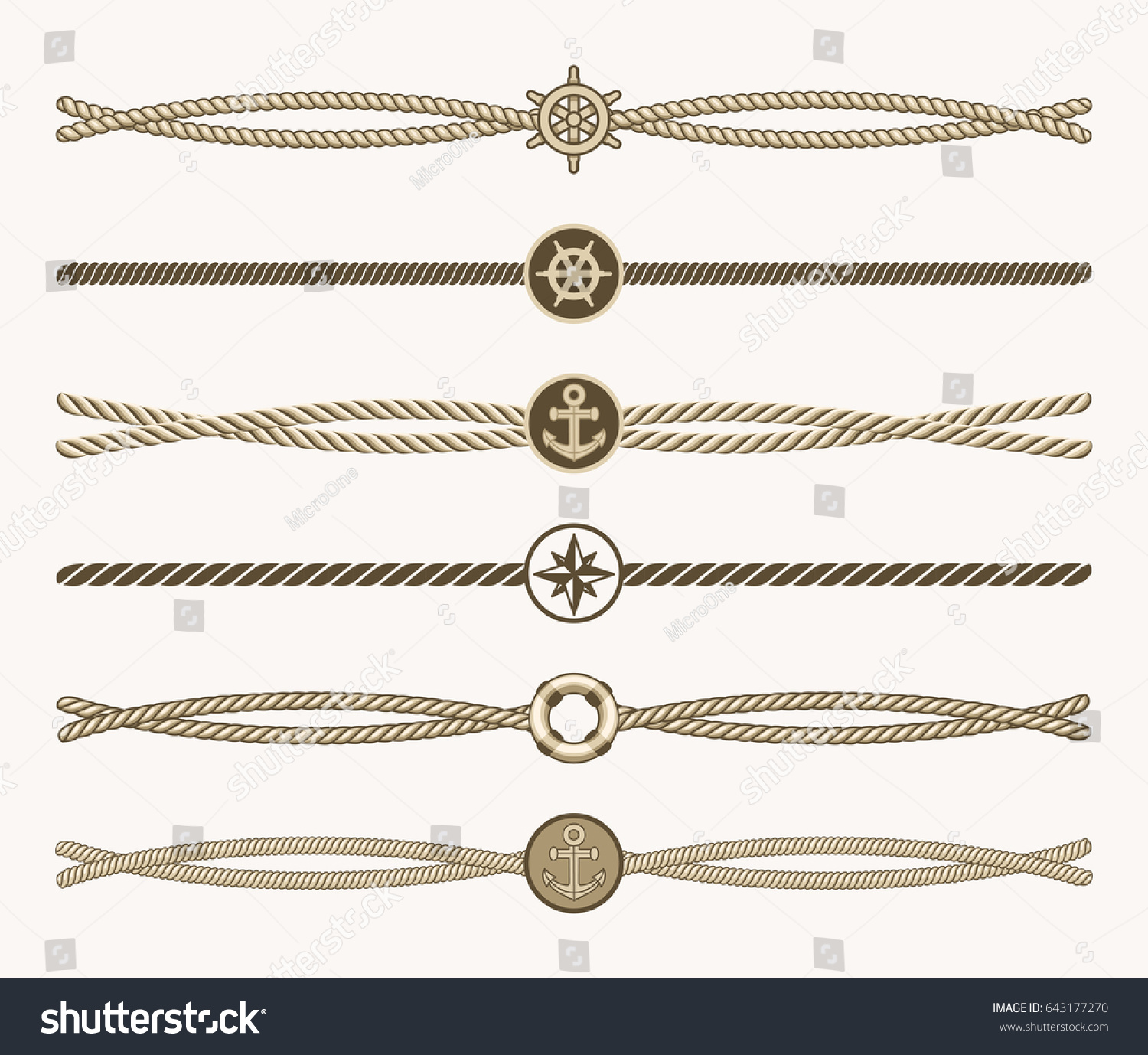 Nautical Vintage Rope Dividers Design Border Stock Illustration ...