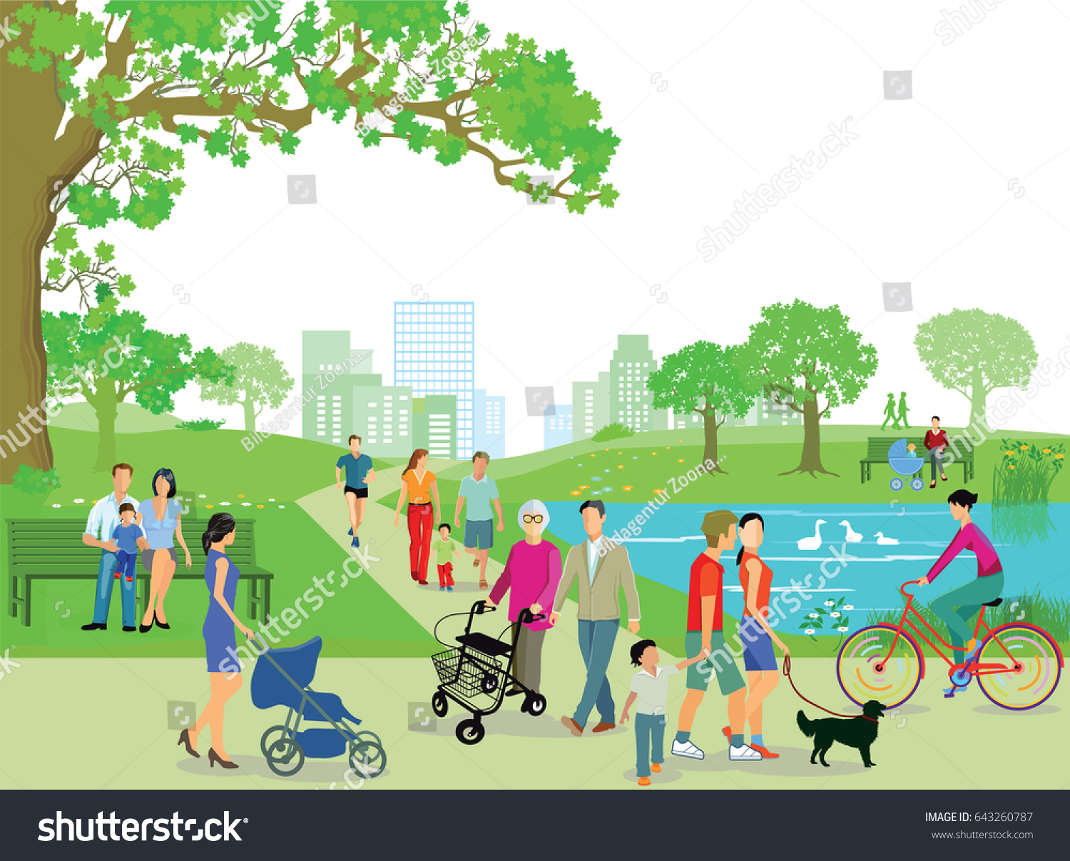 People Relaxing Park 3d Illustration Stock Illustration 643260787 ...