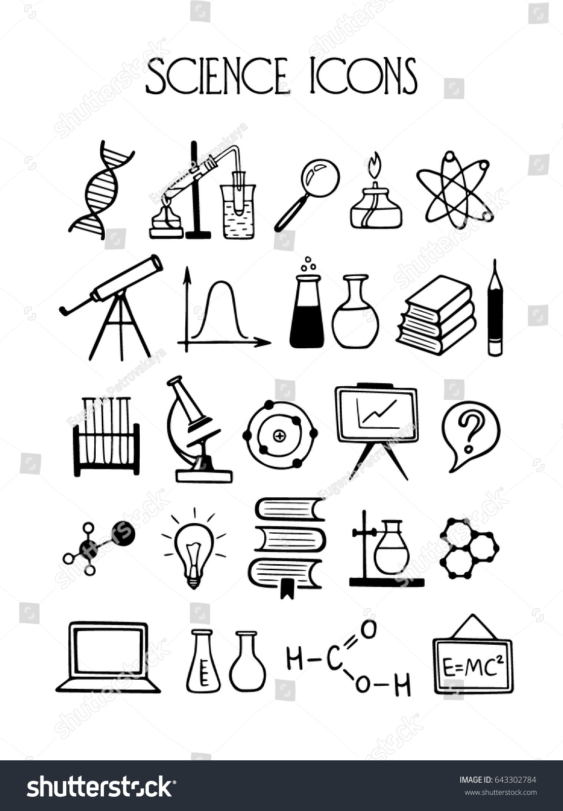 Vector Science Icon Set Hand Drawn Stock Vector (Royalty Free ...