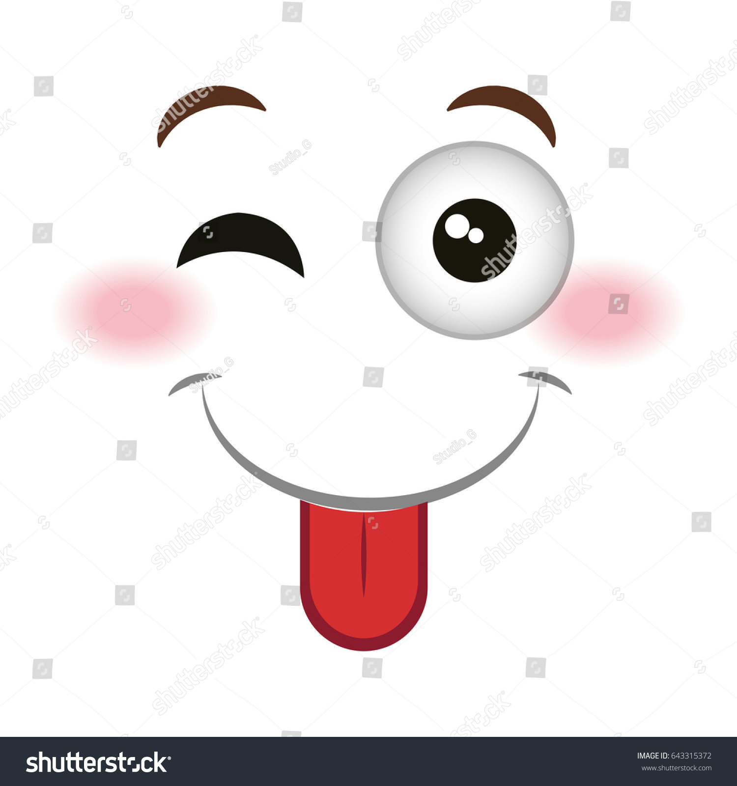 Tongue Out Face Emoticon Kawaii Style Stock Vector (Royalty Free ...