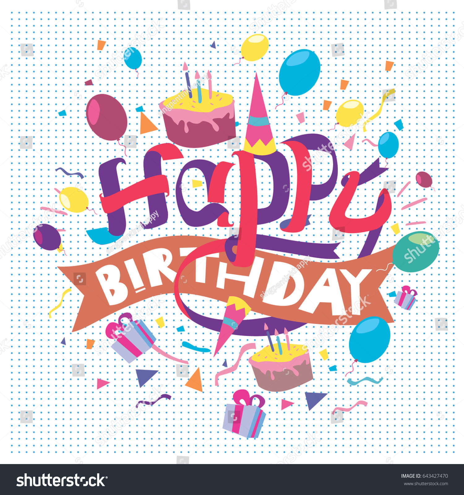 Happy Birthday Typography Vector Design Greeting Stock Vector (Royalty ...