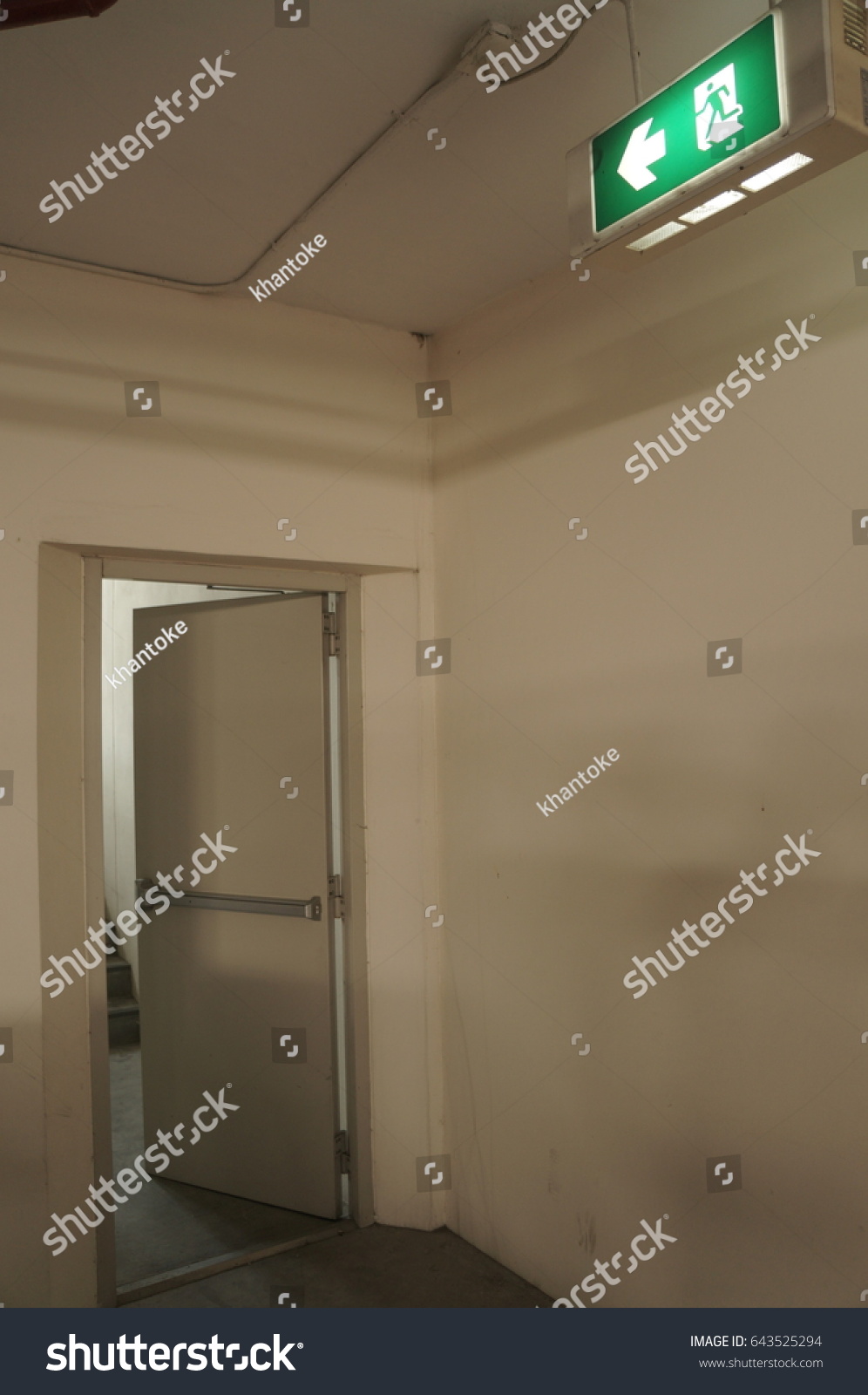 Emergency Exit Sign Opened Exit Door Stock Photo 643525294 | Shutterstock