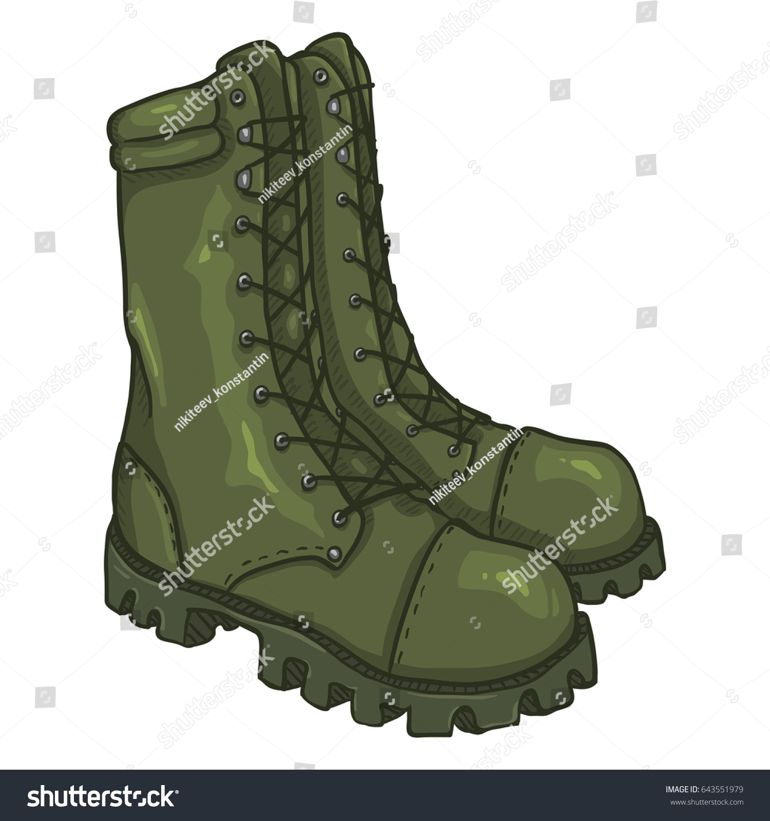 Vector Cartoon Khaki Army Boots High Stock Vector (Royalty Free ...