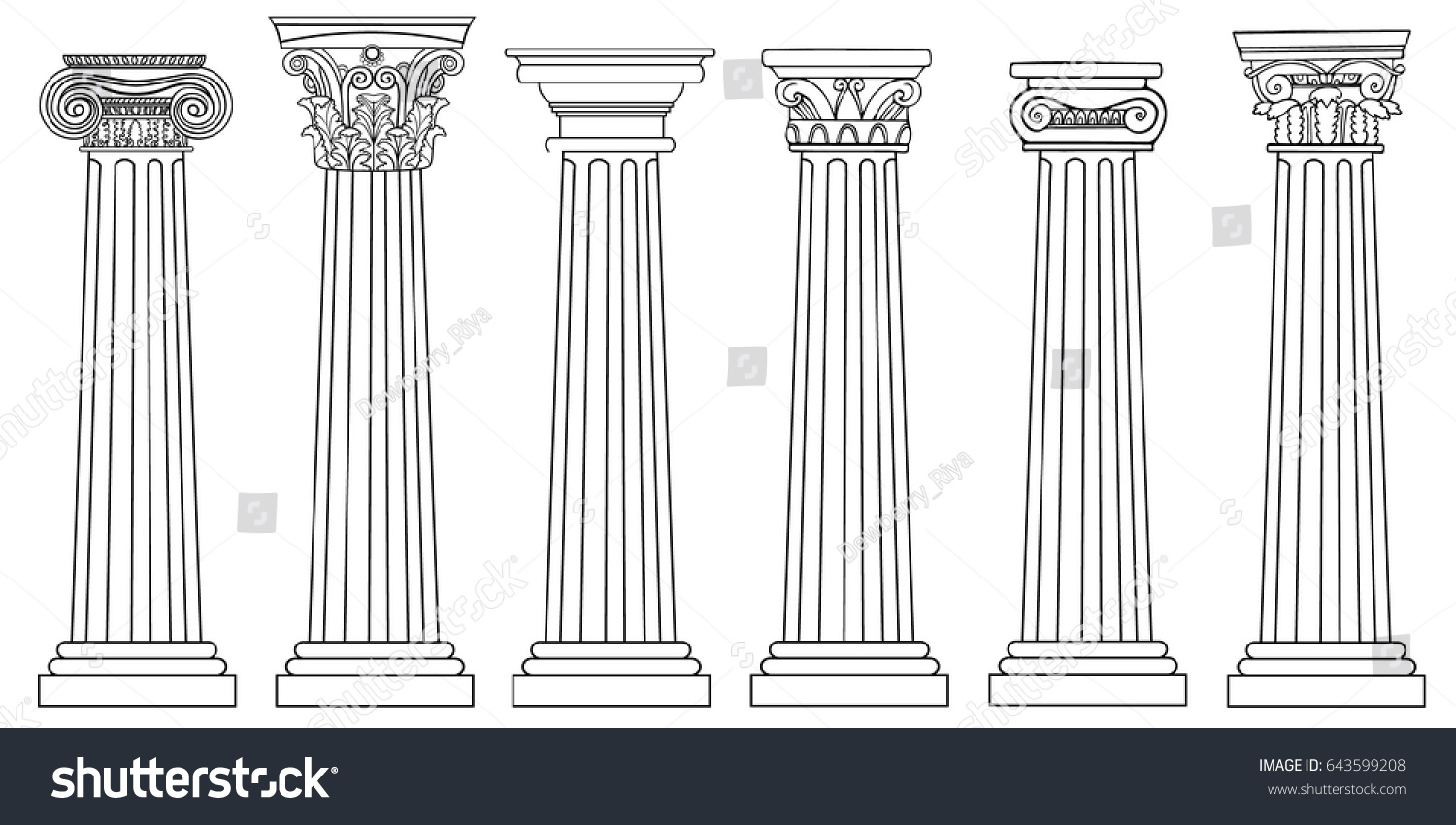 Стилизованная Греческая колонна Коринфская рисунок
