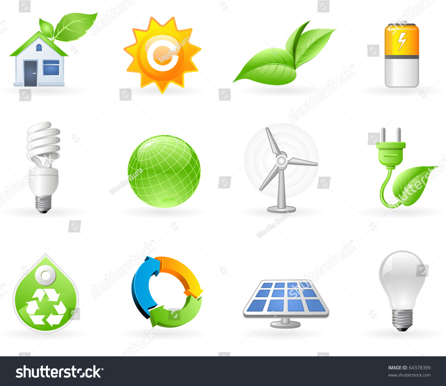 Ecology Green Energy Icon Set Stock Vector (Royalty Free) 64378399 ...