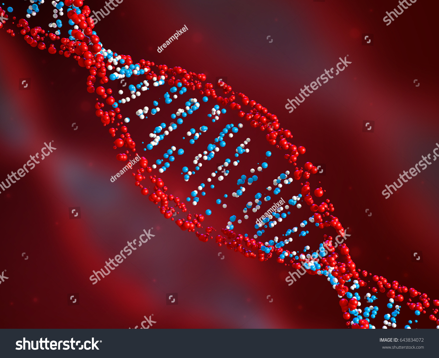 Red Dna Molecule Structure 3d Illustration Stock Illustration 643834072 ...