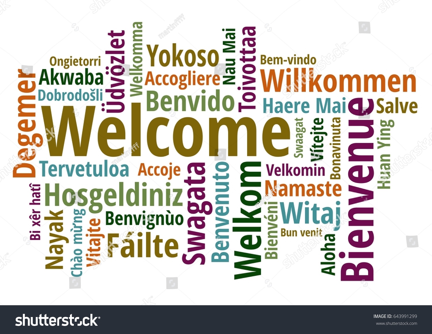 Welcome Different Languages Wordcloud On White Stock Vector (Royalty ...