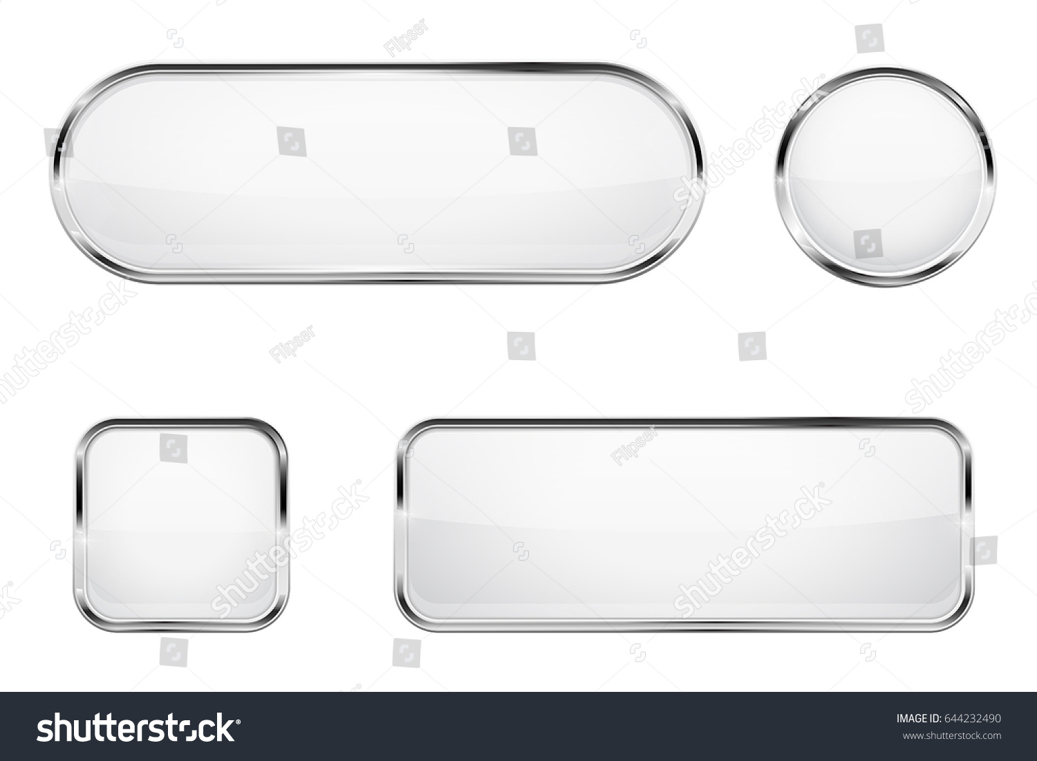 White Glass Buttons Chrome Frame Vector Stock Vector (royalty Free 