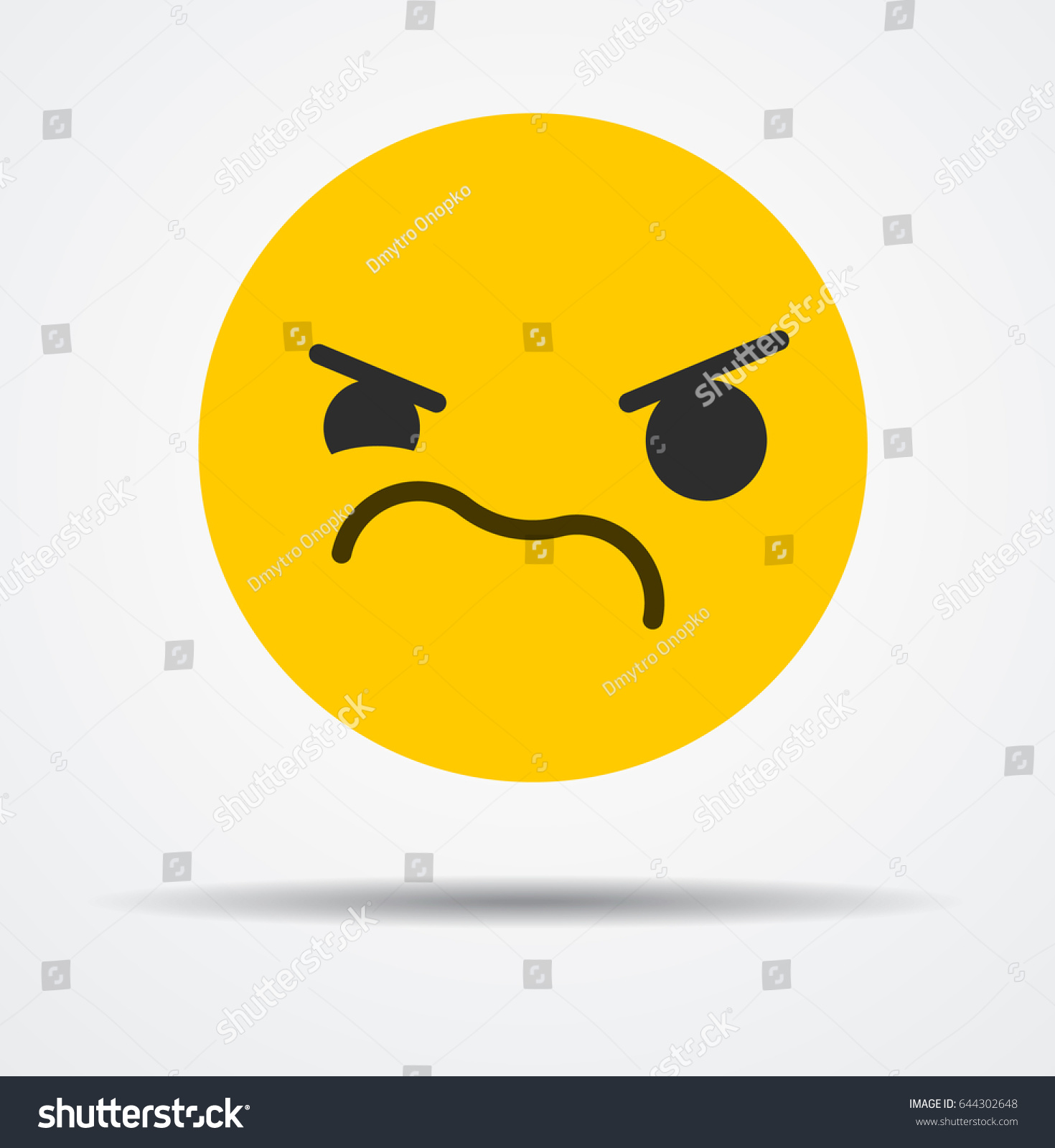 Displeased Emoticon Flat Design Stock Vector (royalty Free) 644302648 