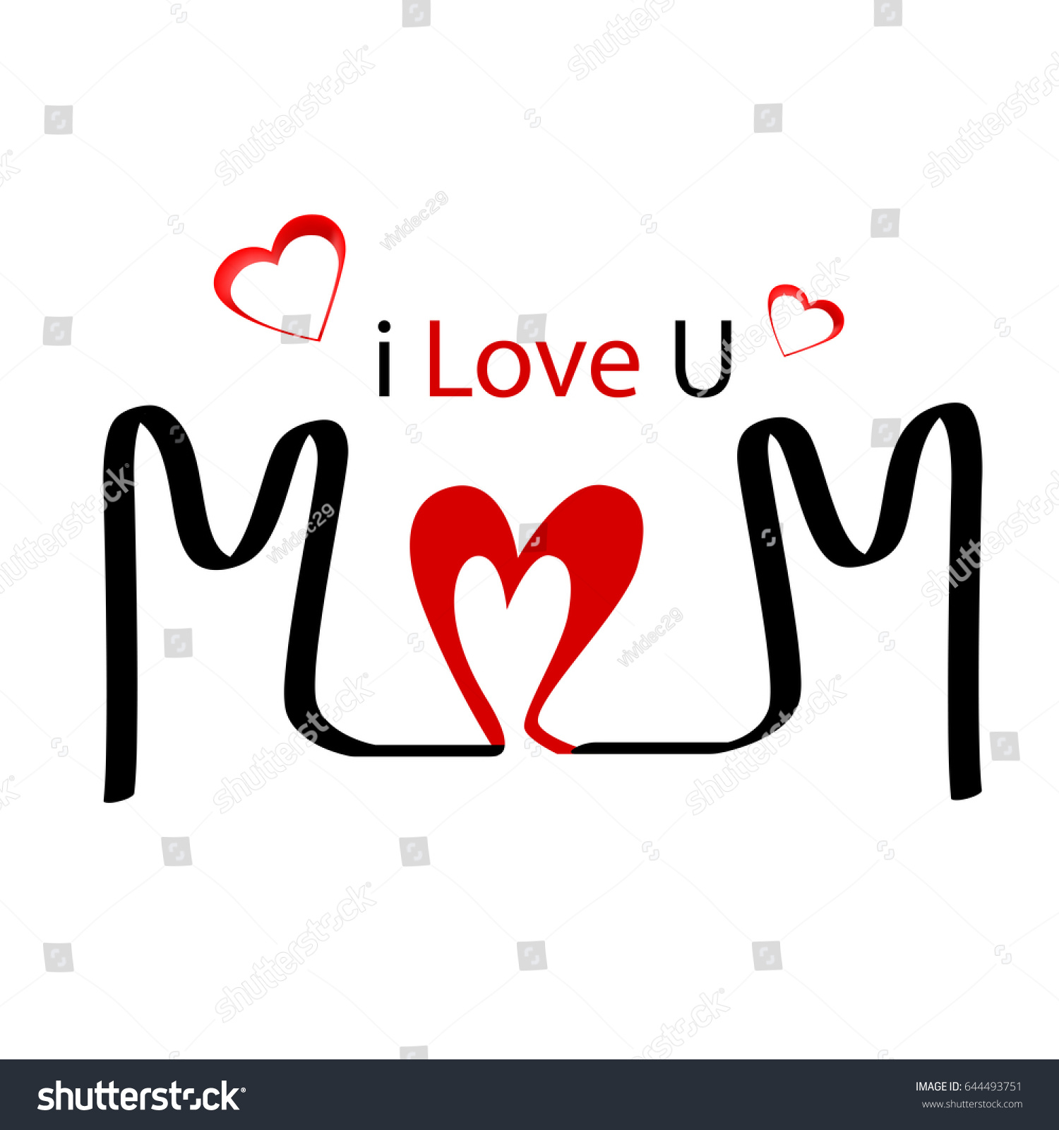 Love You Mom Heart Vector Stock Vector (Royalty Free) 644493751 ...